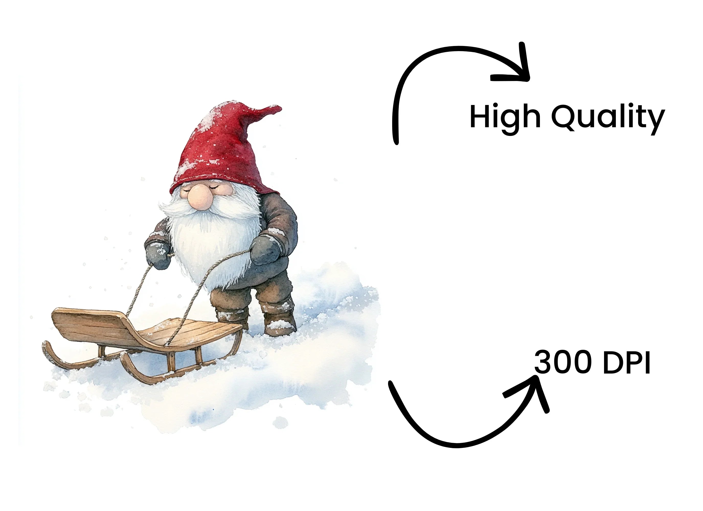 Winter Gnomes with Sleds Clipart Bundle