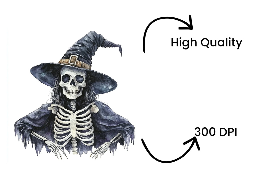 Spooky Skeleton Witch Clipart Bundle