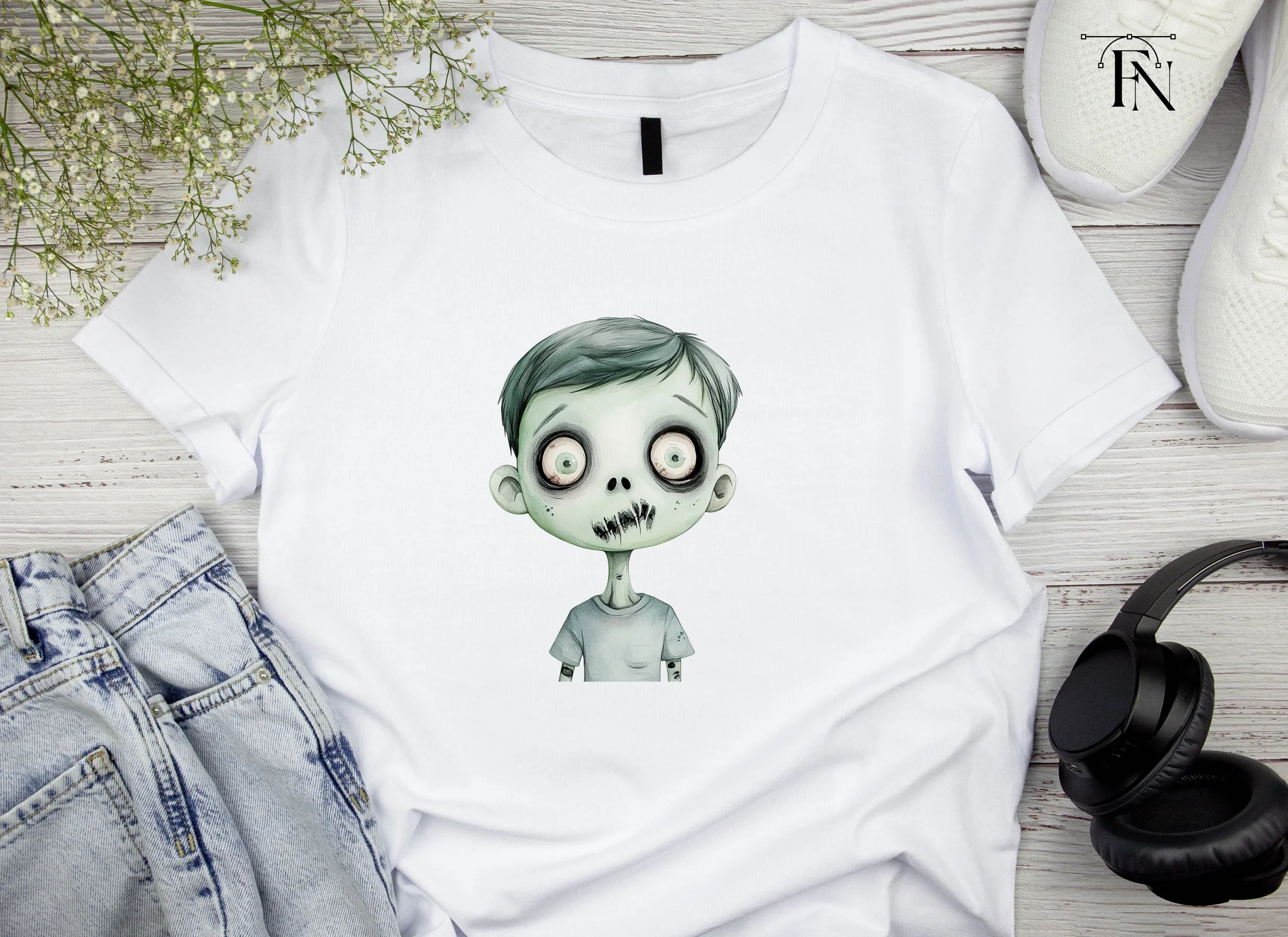 Cute Undead Kids Halloween Clipart Bundle