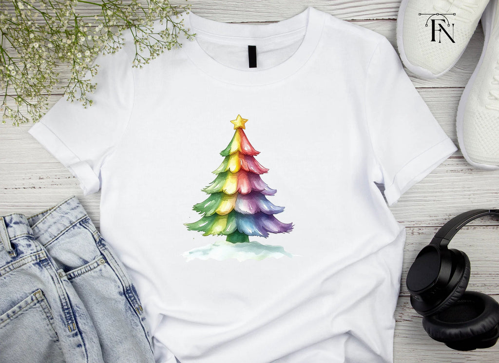 Rainbow Christmas Tree Clipart Bundle
