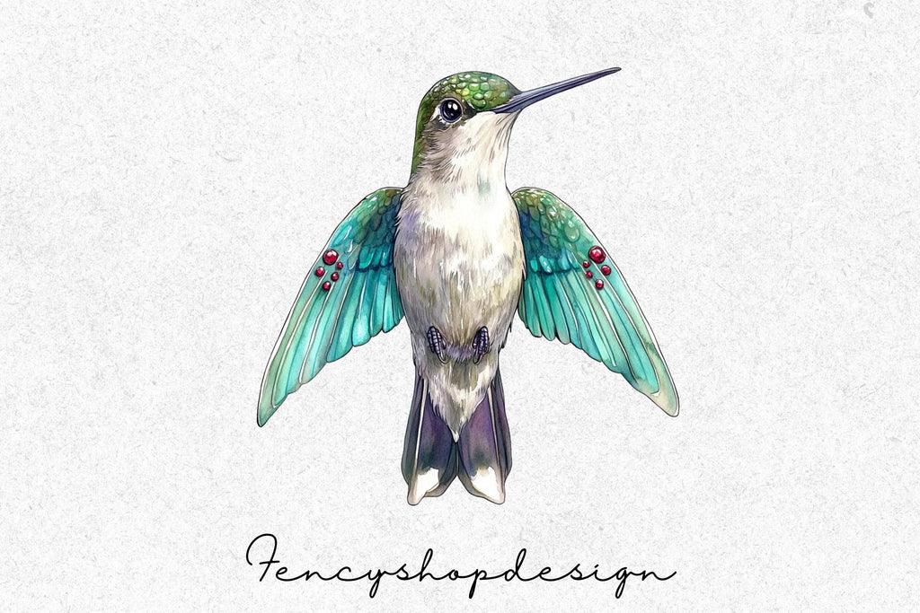Elegant Hummingbirds Clipart Bundle