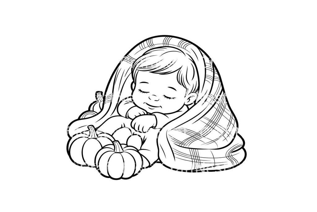 Cute Baby Fall Harvest Coloring Books
