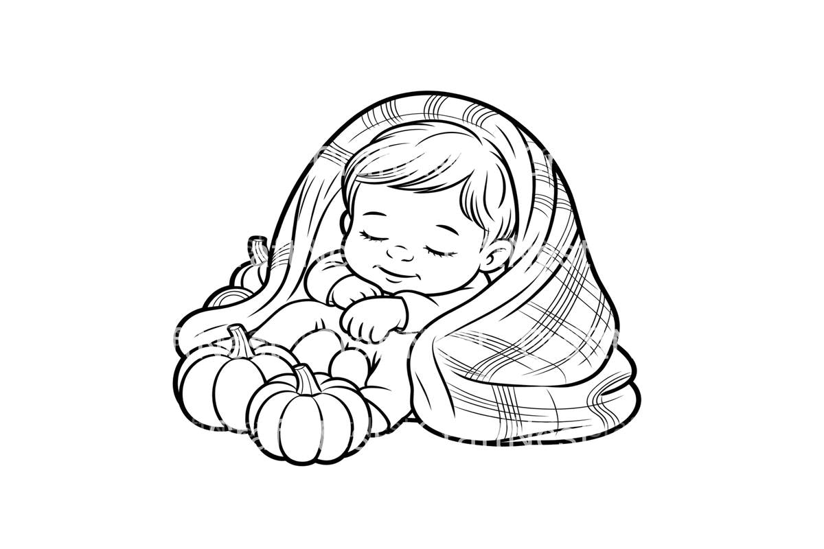 Cute Baby Fall Harvest Coloring Books