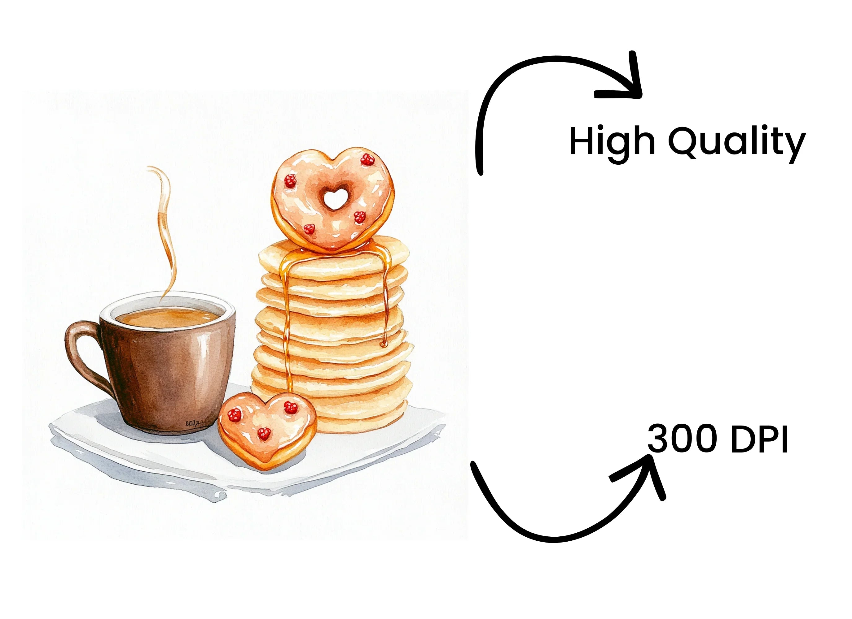 Pancake Stack Coffee Donut Clipart Bundle