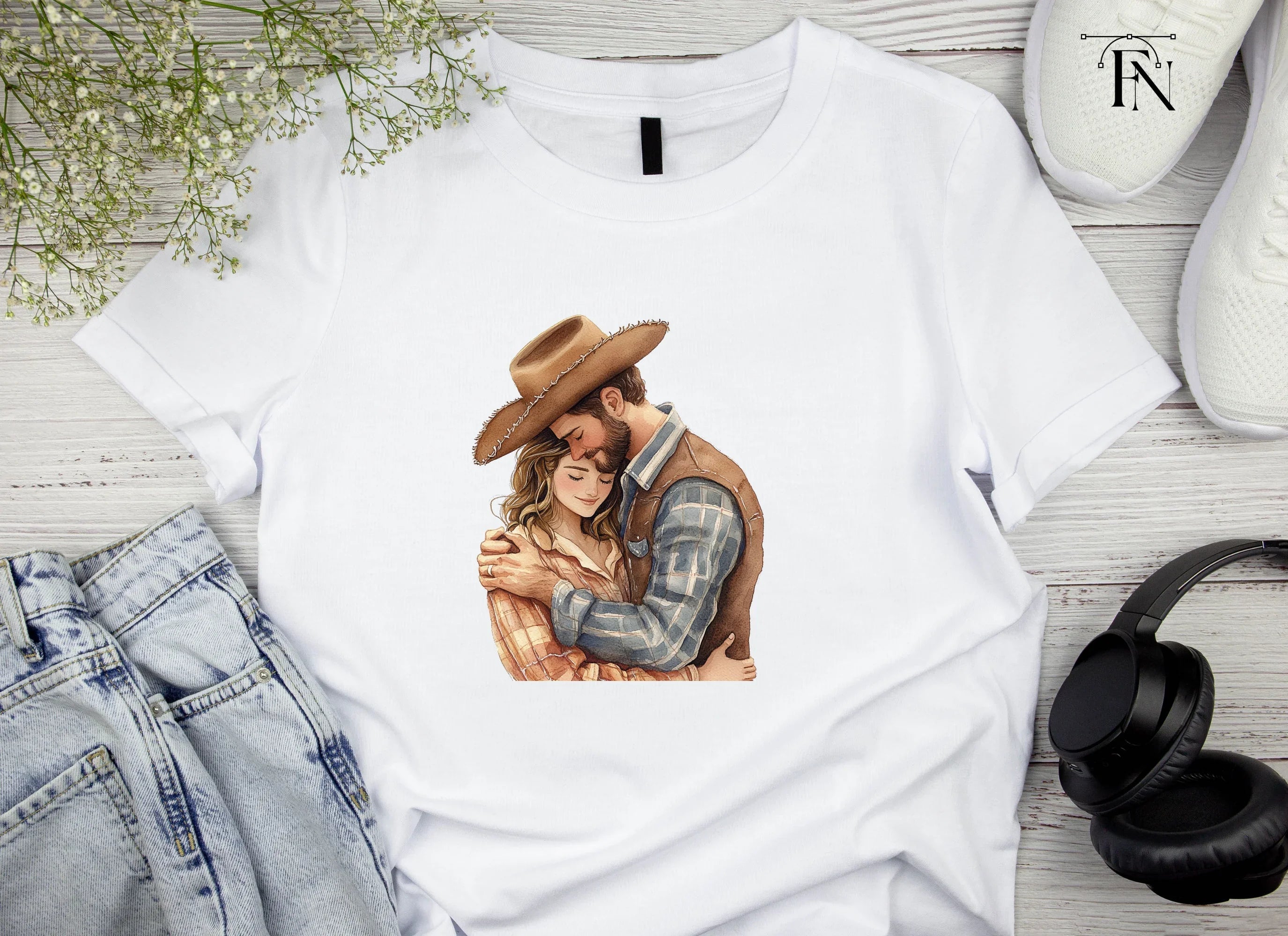 Cowboy Couple Hugging Clipart Bundle