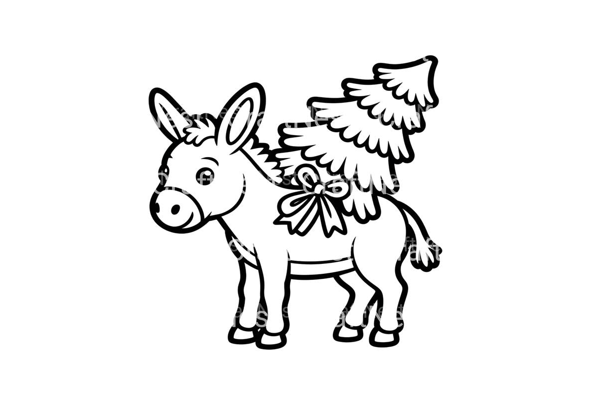 Christmas Donkey with Tree Coloring Books