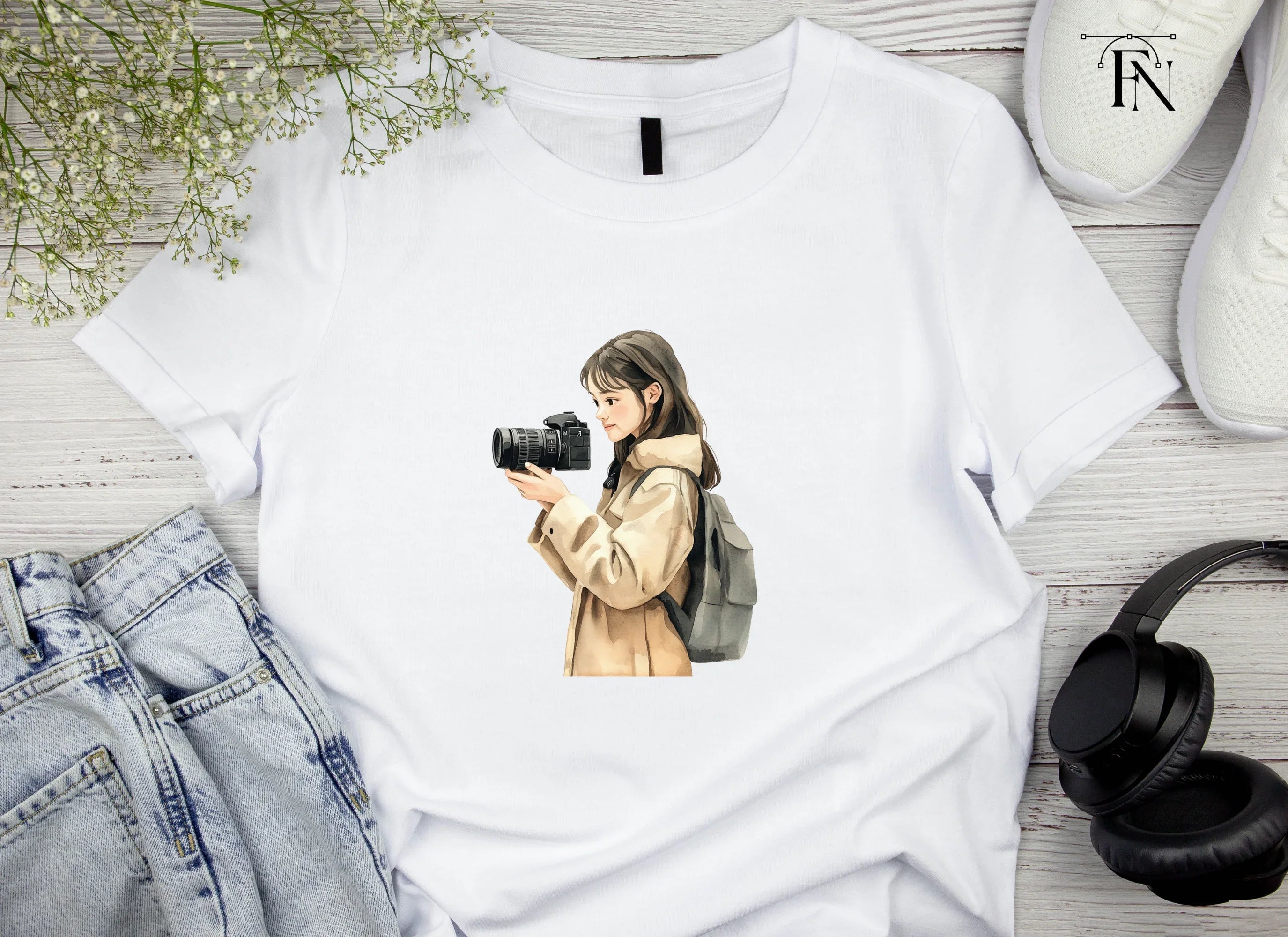 Young Woman with Camera Clipart Bundle
