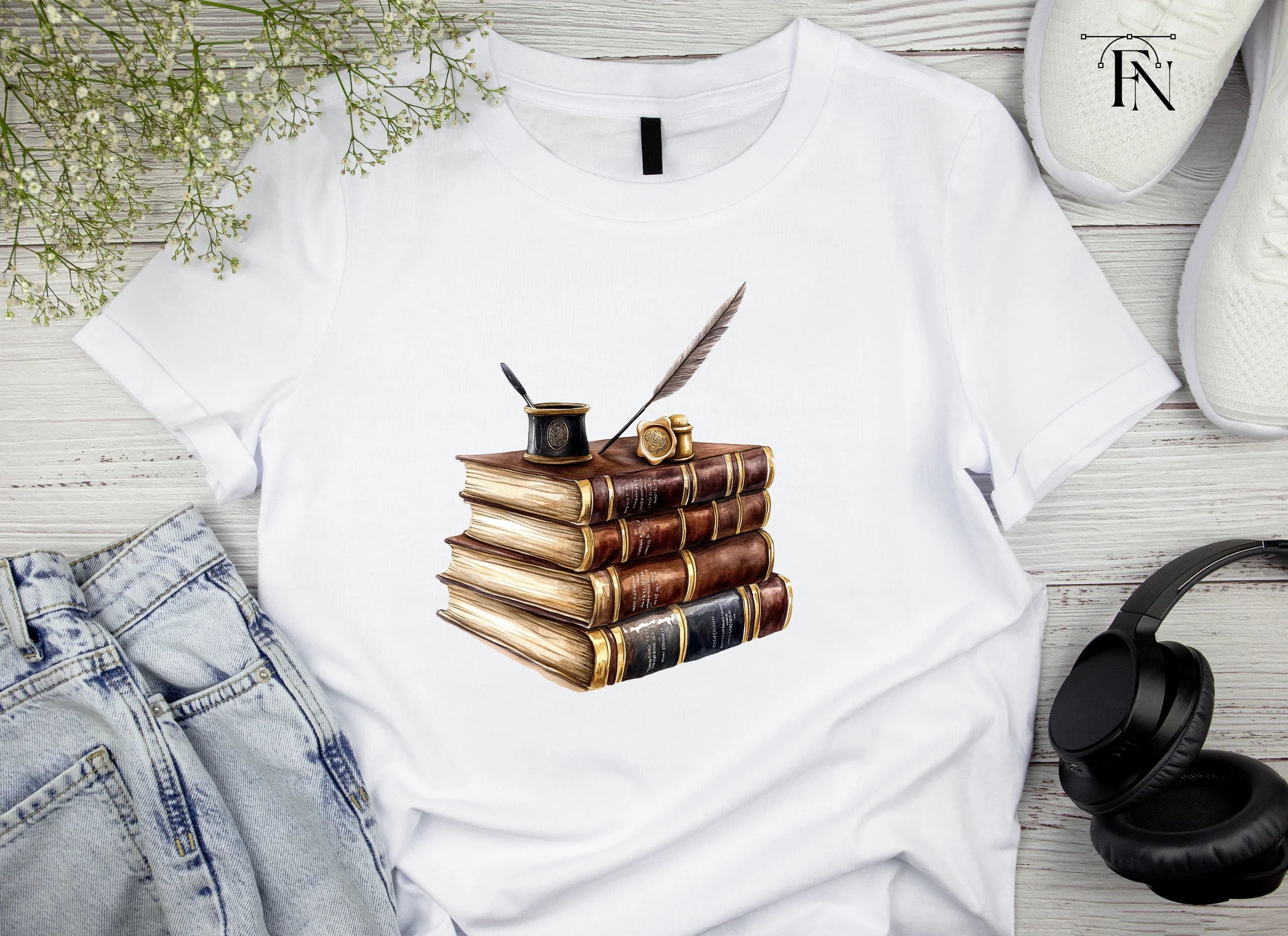 Vintage Books and Quill Clipart Bundle
