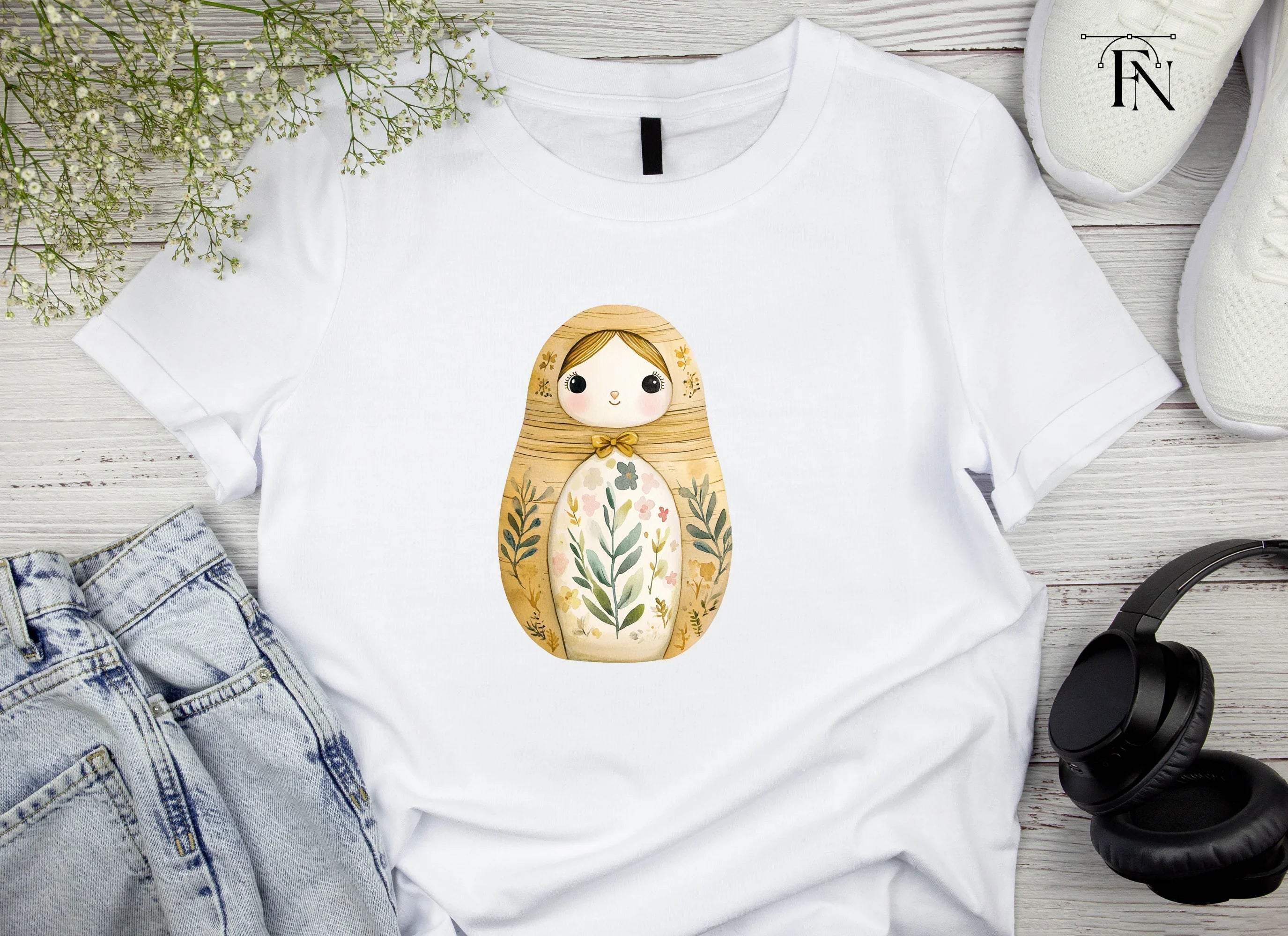 Floral Matryoshka Dolls Clipart Bundle