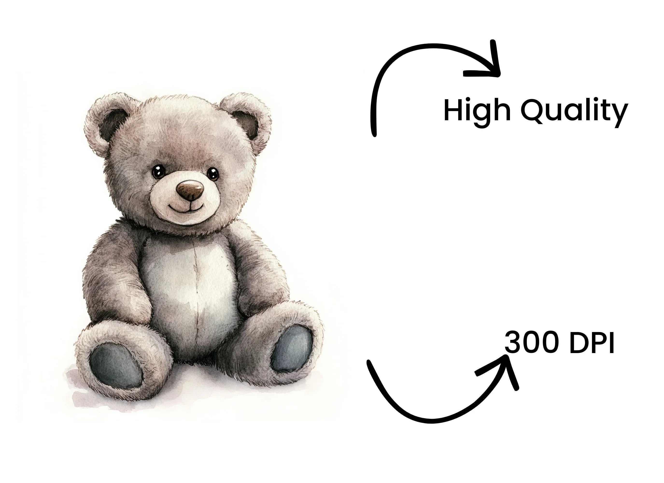 Charming Grey Teddy Bear Clipart Bundle