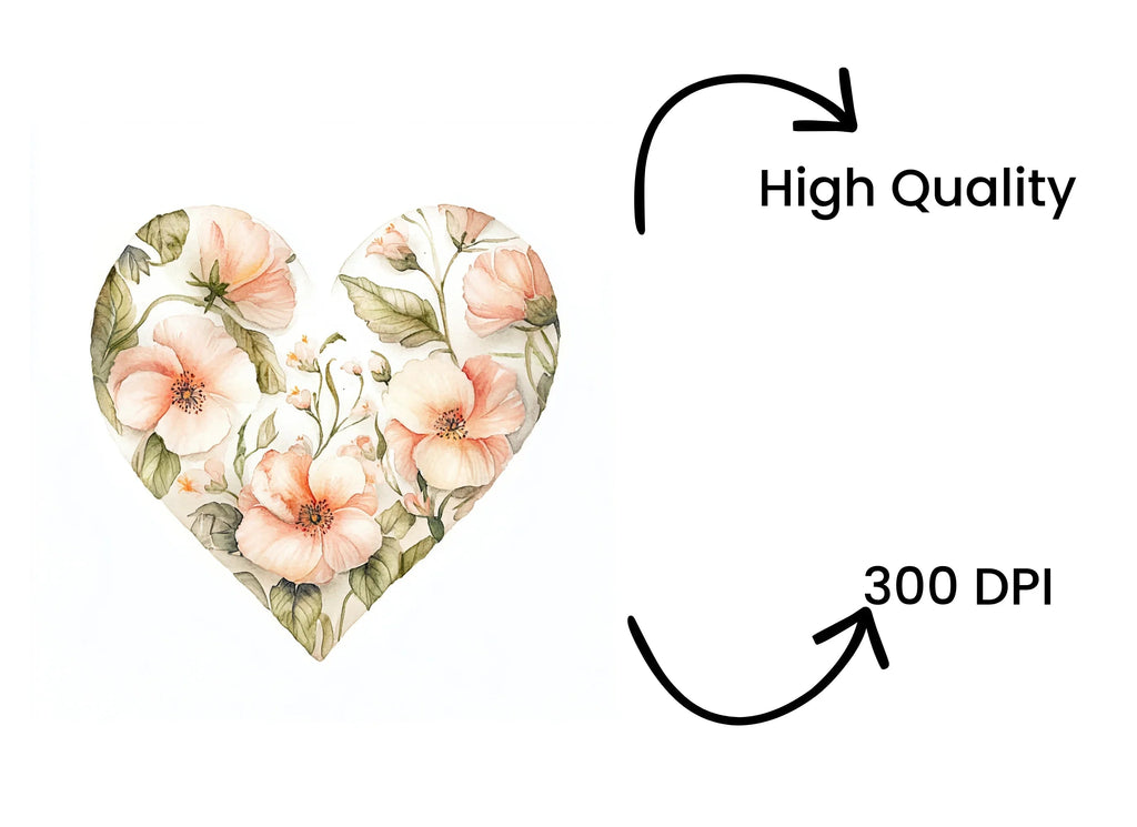 Floral Heart Clipart Bundle