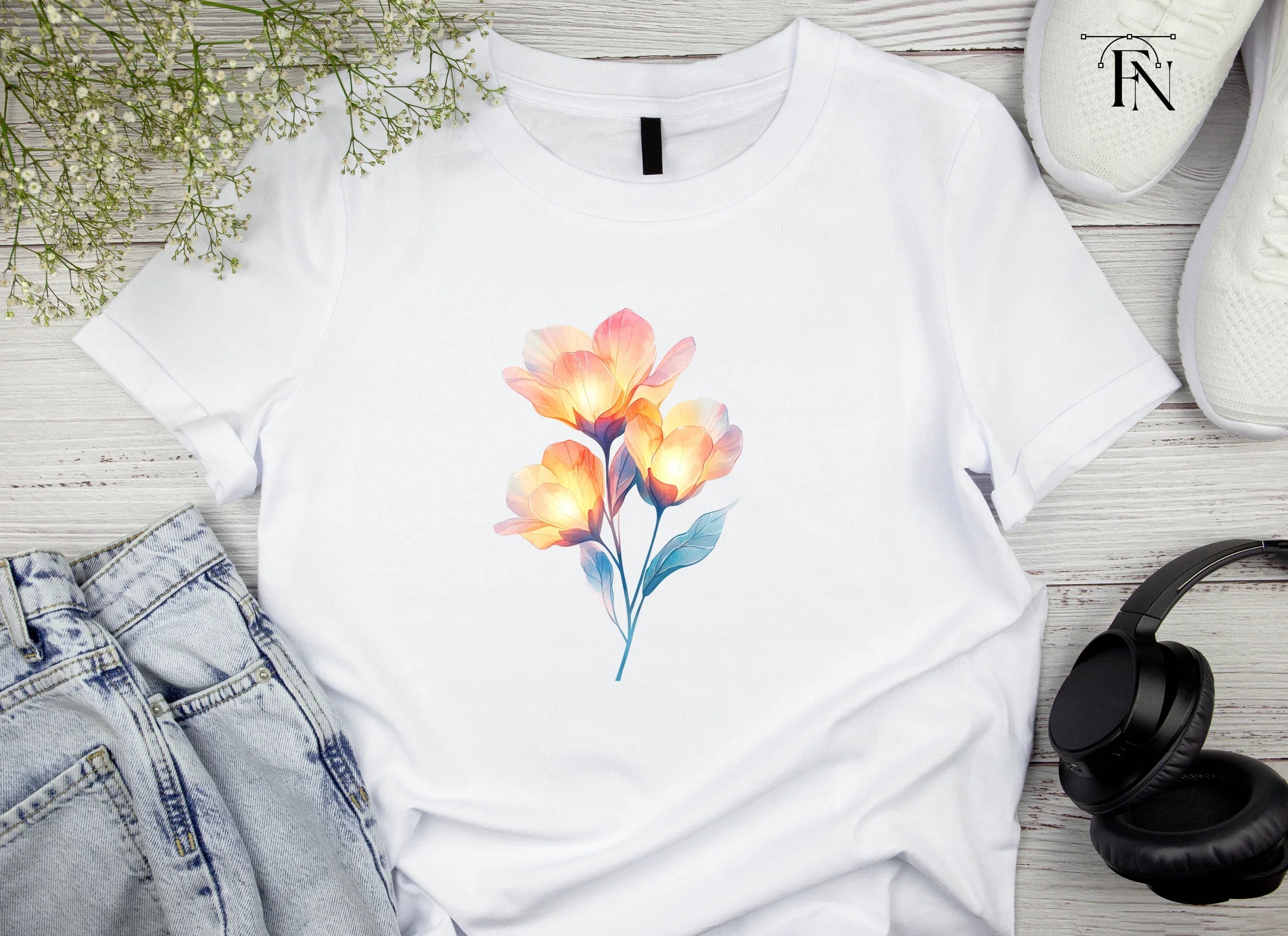 Glowing Flower Clipart Bundle