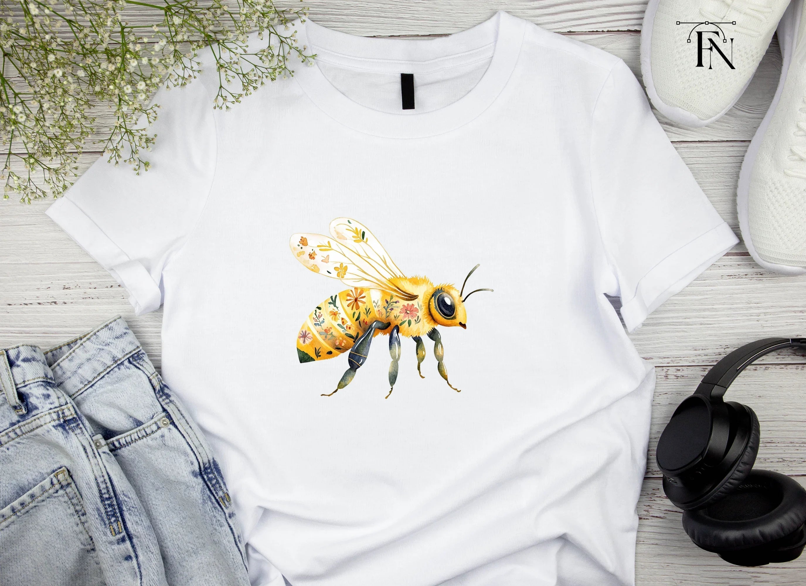Floral Bee Clipart Bundle