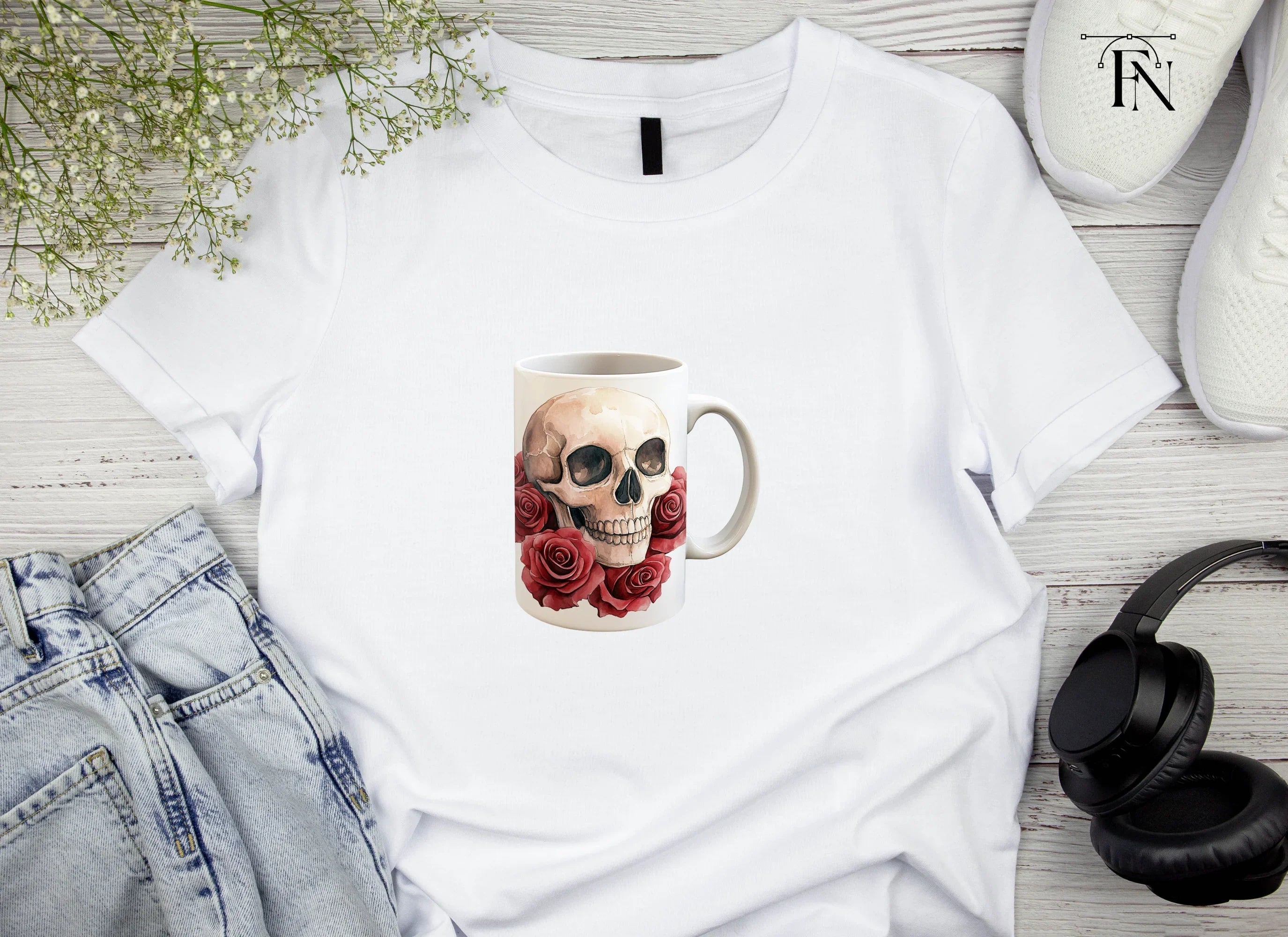 Skull Roses Clipart Bundle