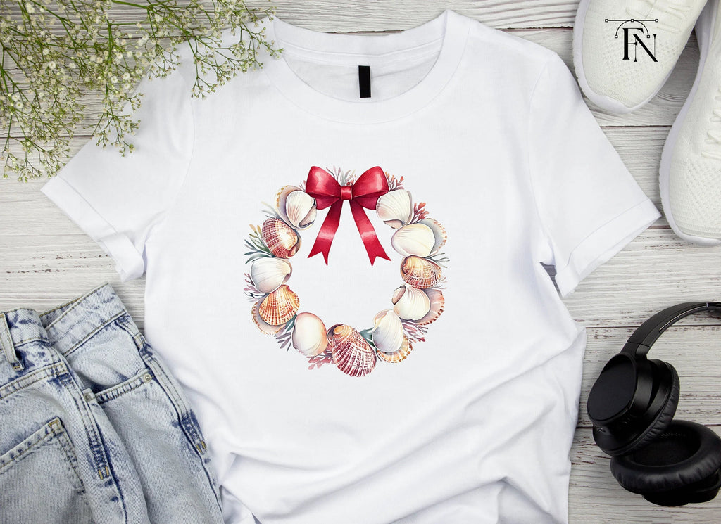 Seashell Christmas Wreath Clipart Bundle