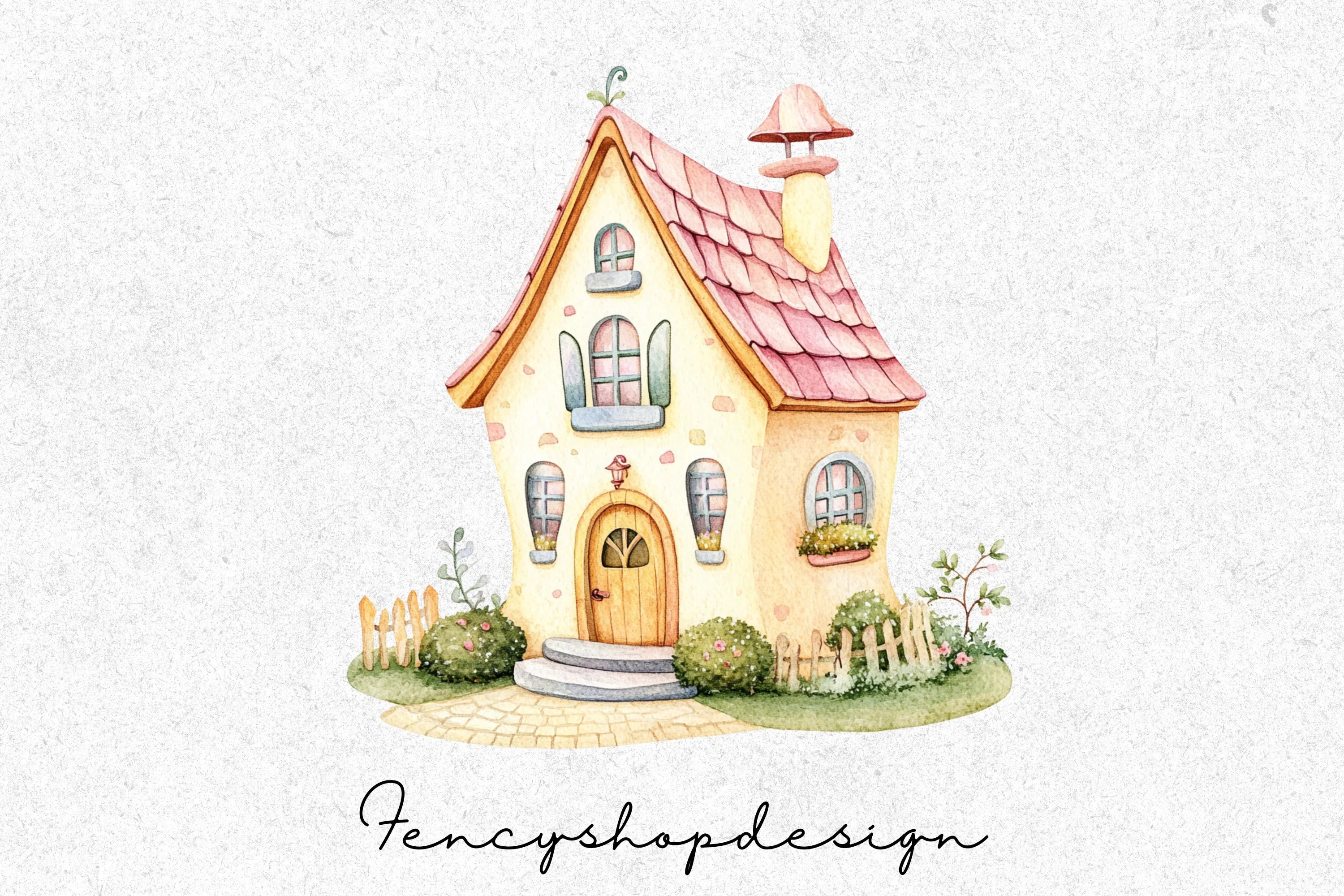 Pastel Houses Clipart Bundle