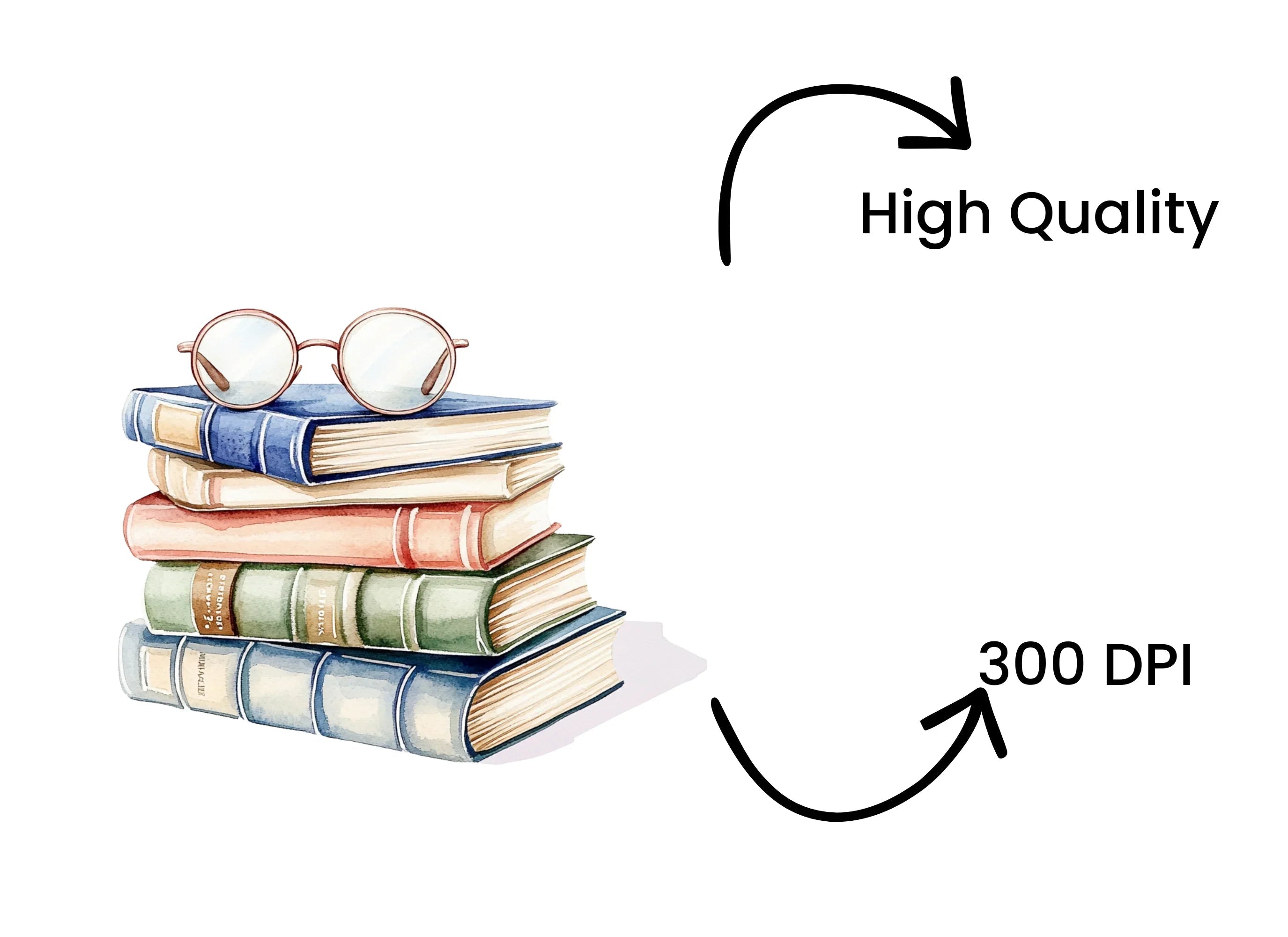 Book Stacks with Glasses Clipart Bundle