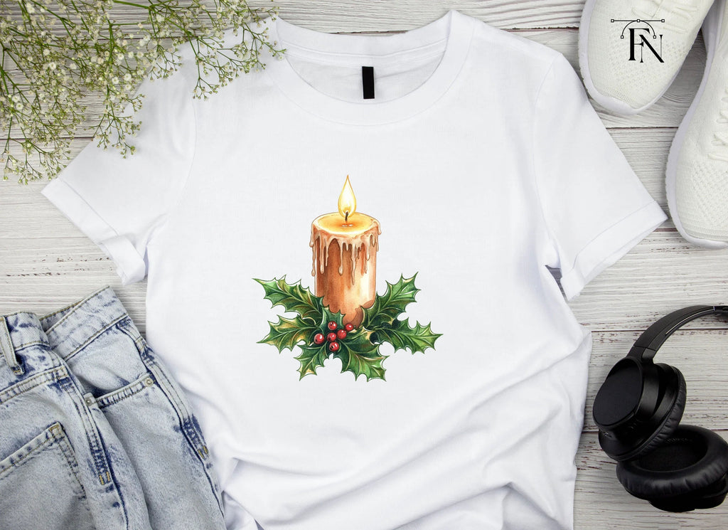 Christmas Candles with Holly Clipart Bundle