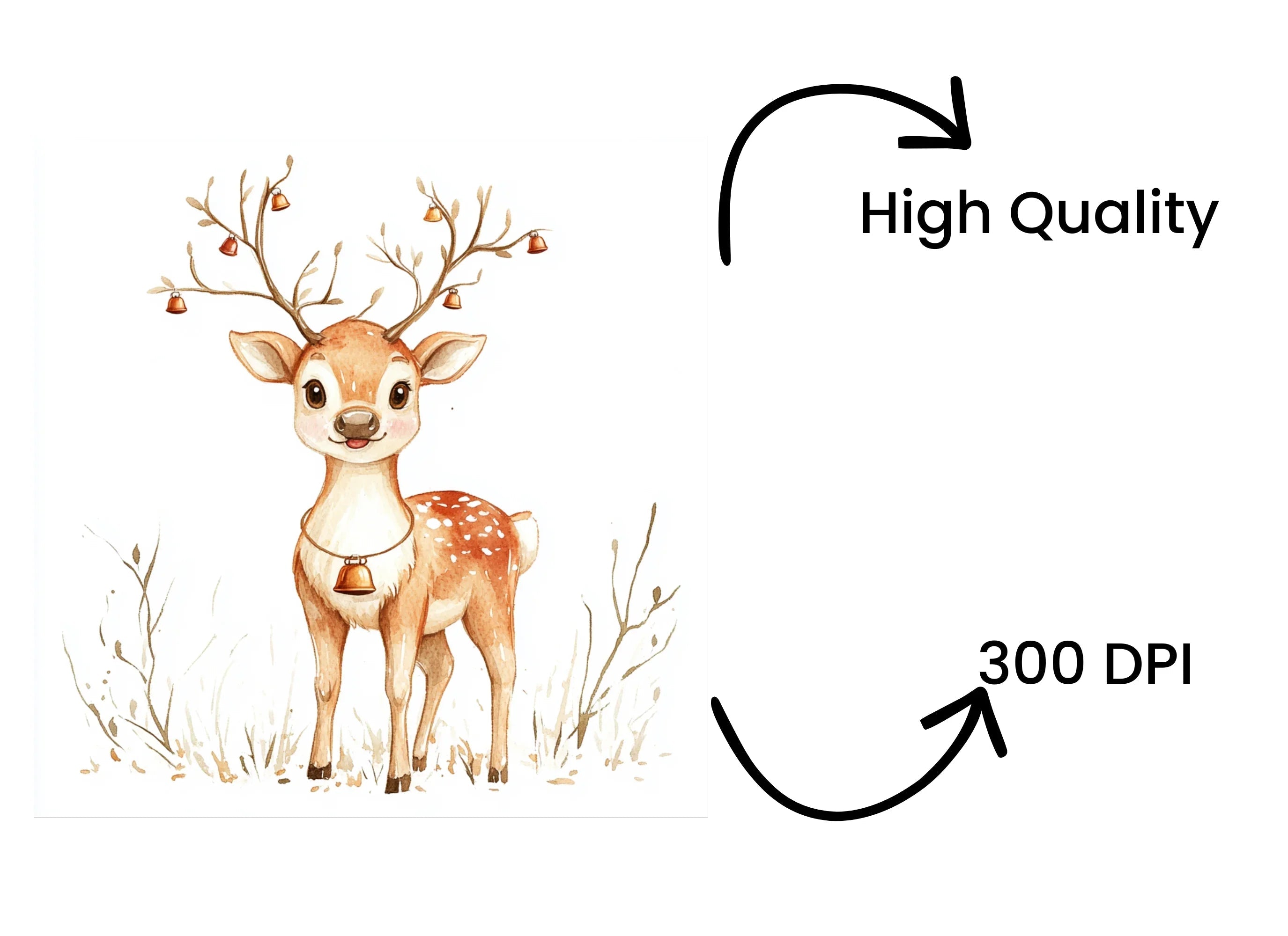 Cute Christmas Reindeer Clipart Bundle