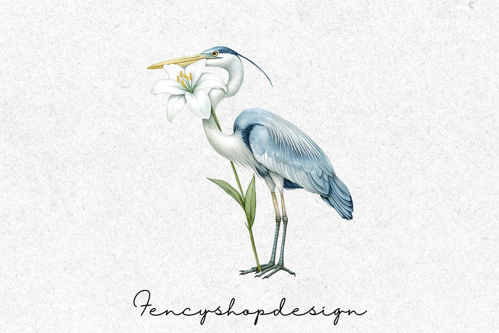 Graceful Blue Heron Designs Clipart Bundle