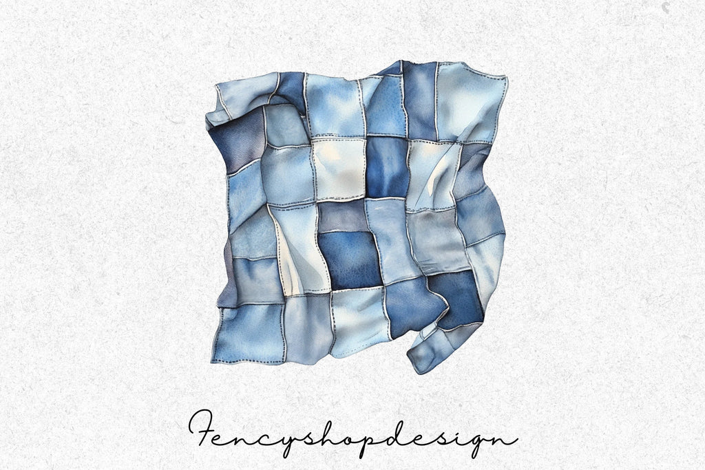 Denim Fabric Textures Clipart Bundle