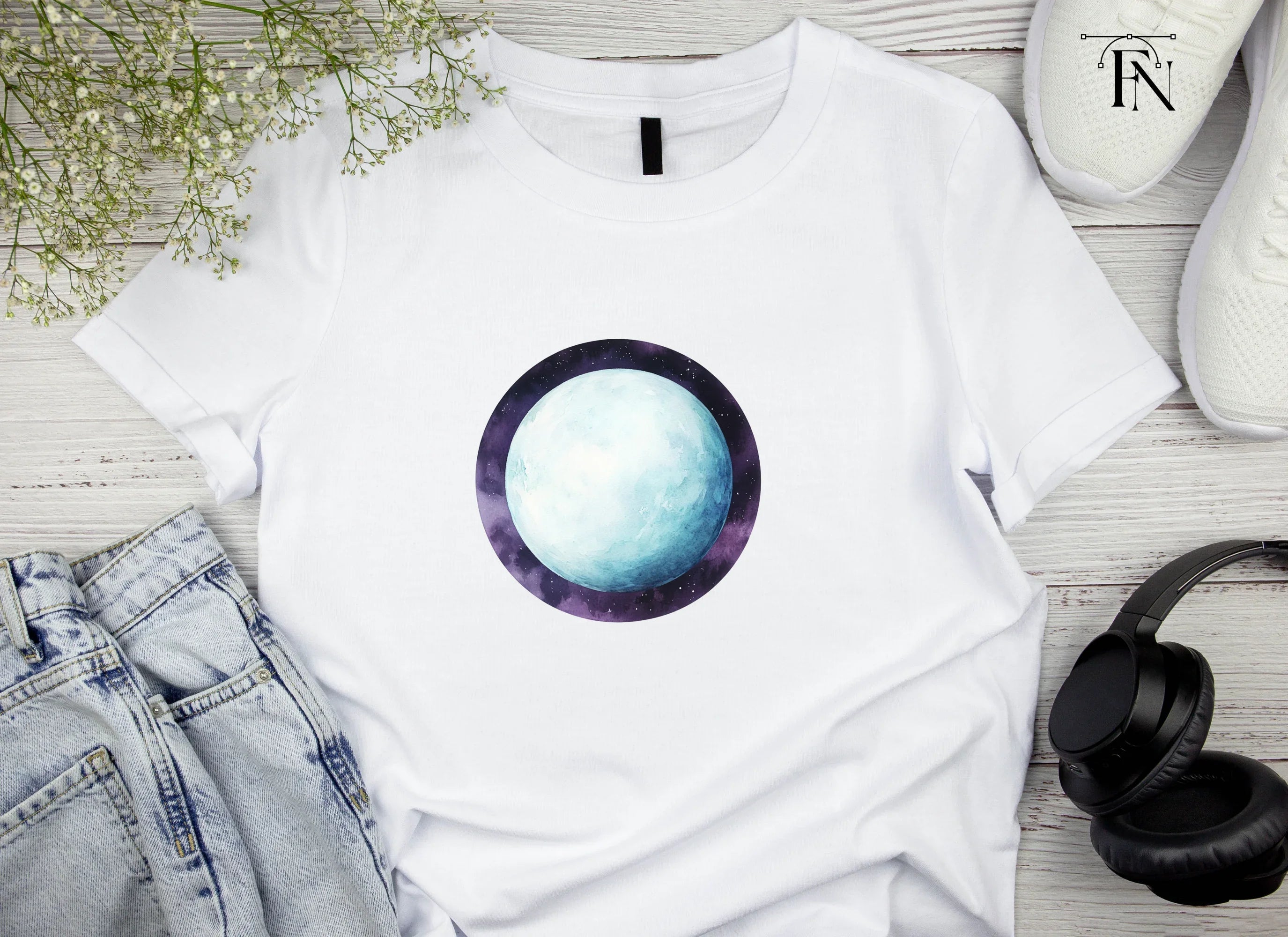 Blue Planets Clipart Bundle