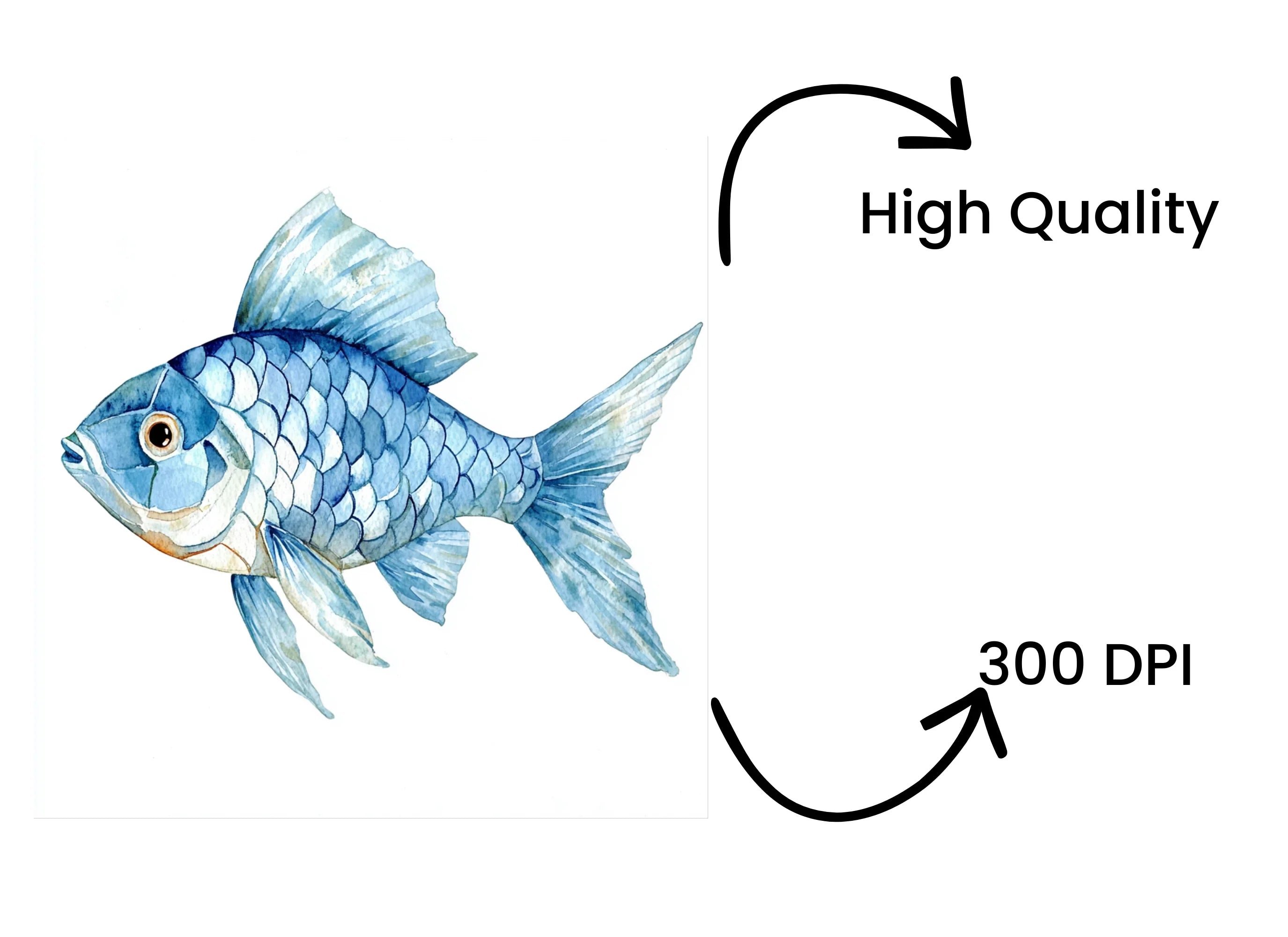 Blue Geometric Fish Clipart Bundle