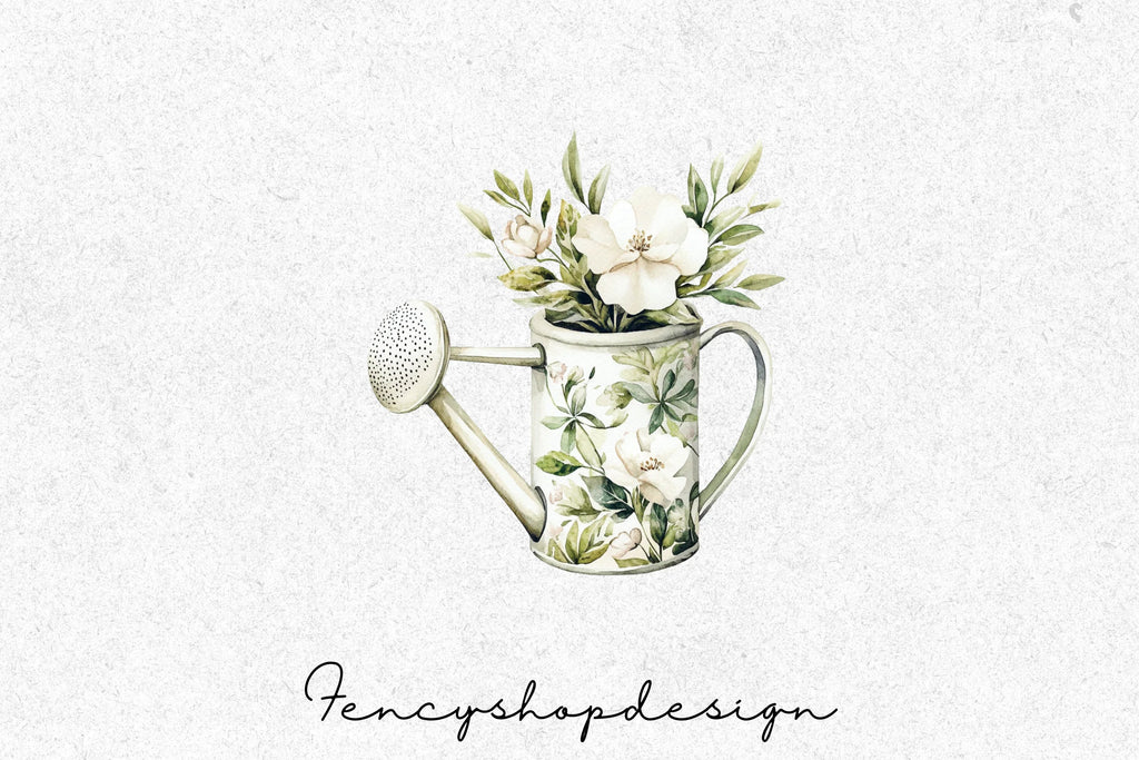 Floral Watering Can Clipart Bundle