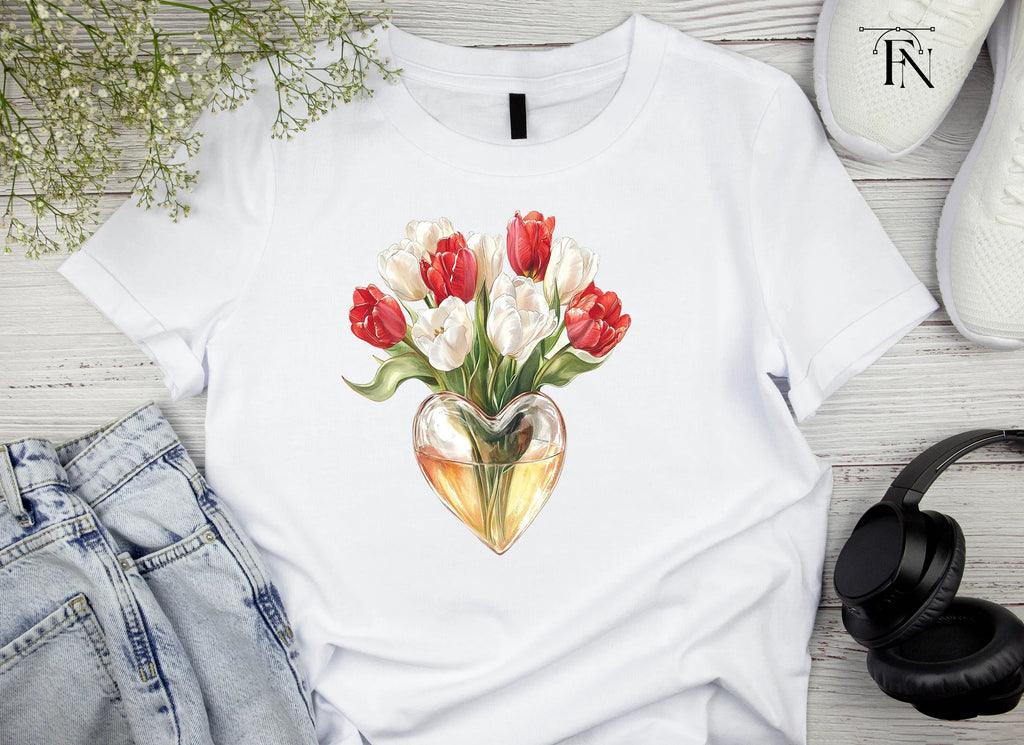 Tulips in Heart Vase Clipart Bundle