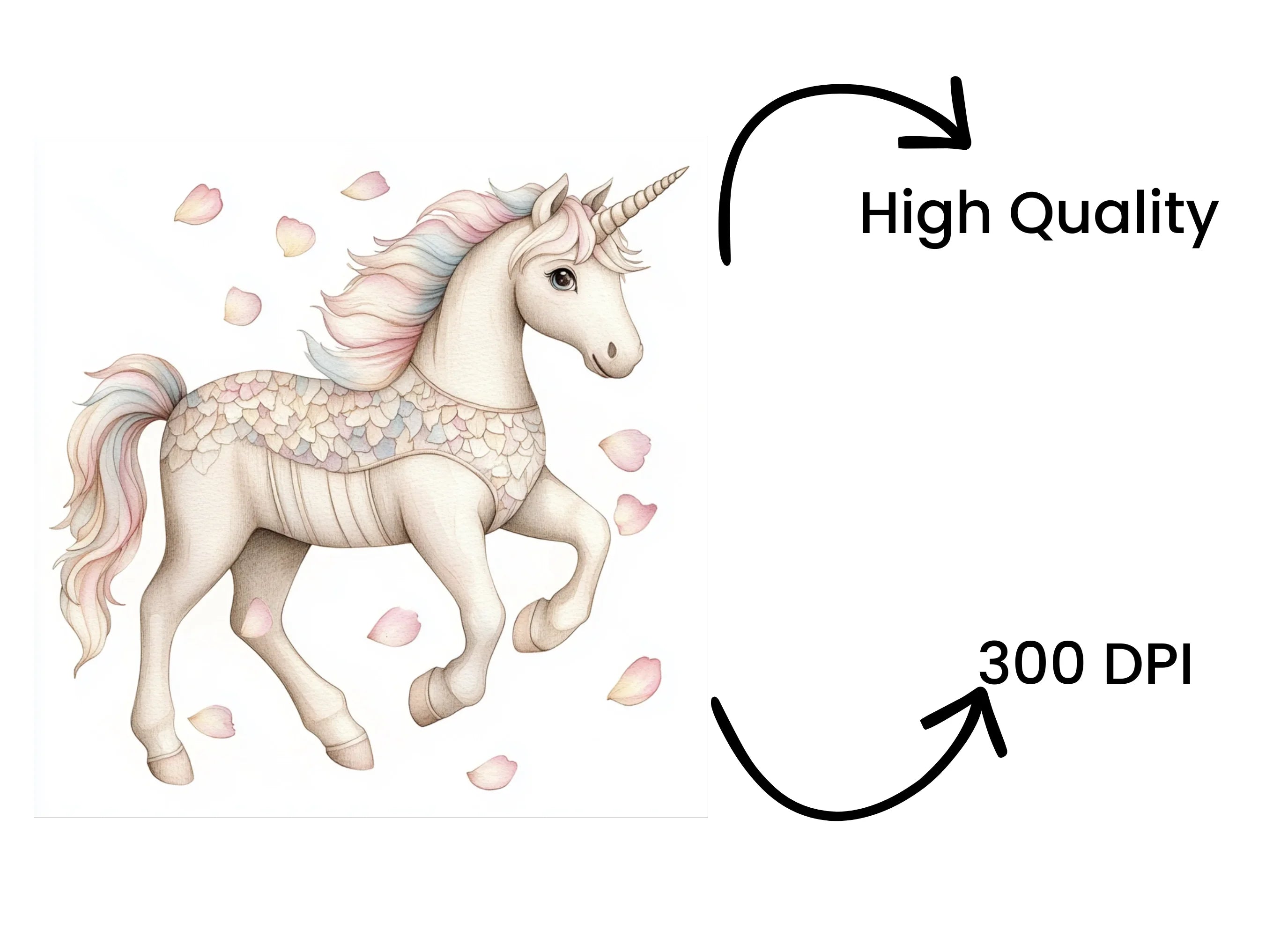 Unicorns with Petals Clipart Bundle
