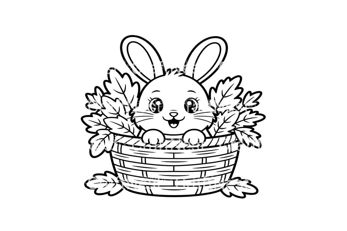 Cute Bunny in Basket Coloring Books