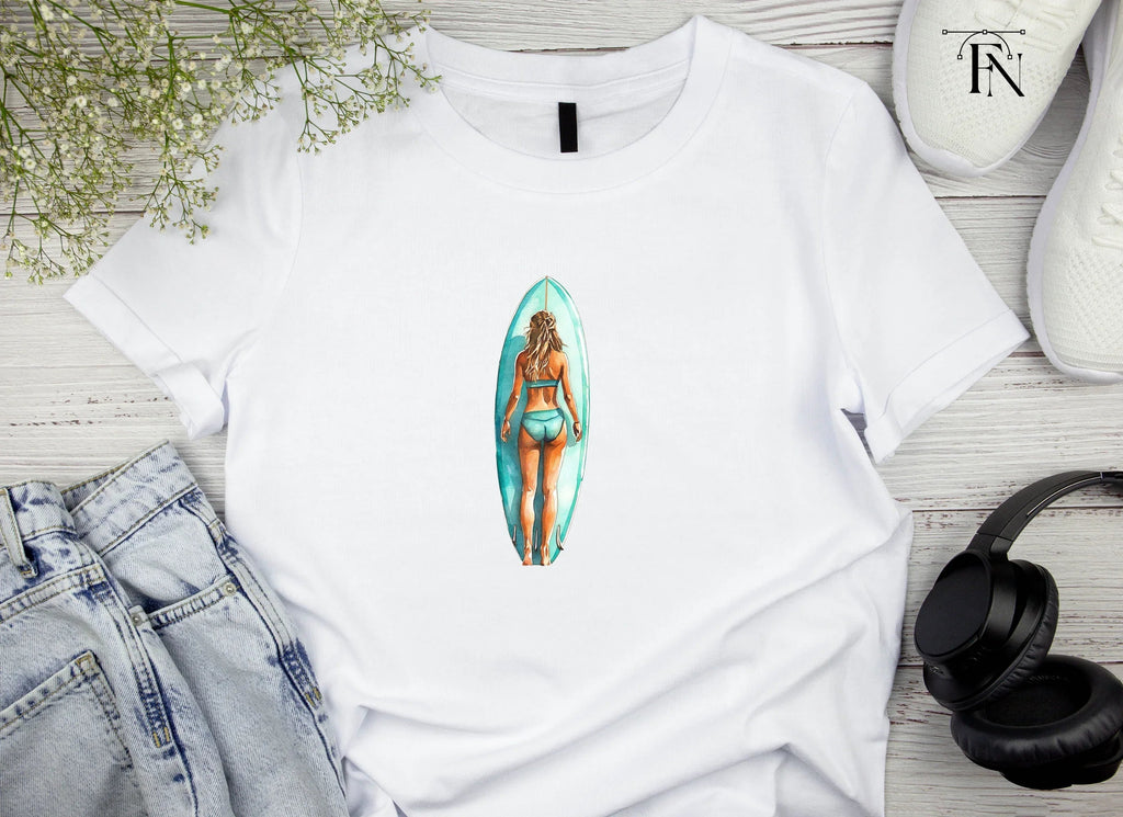 Female Surfer on Board Clipart Bundle