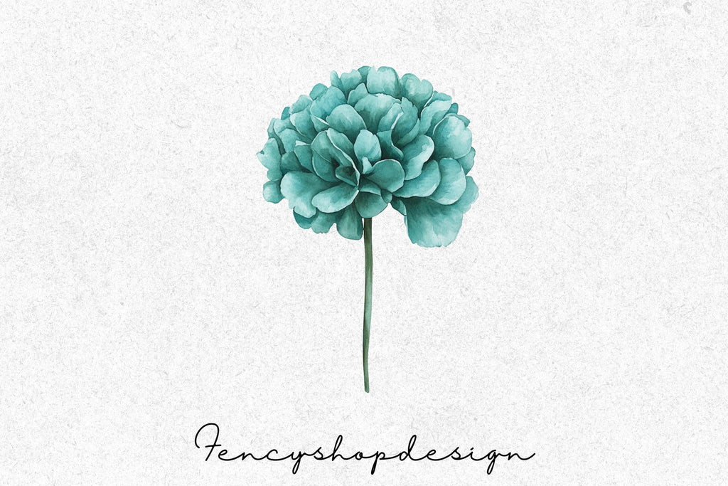 Teal Blue Floral Clipart Bundle