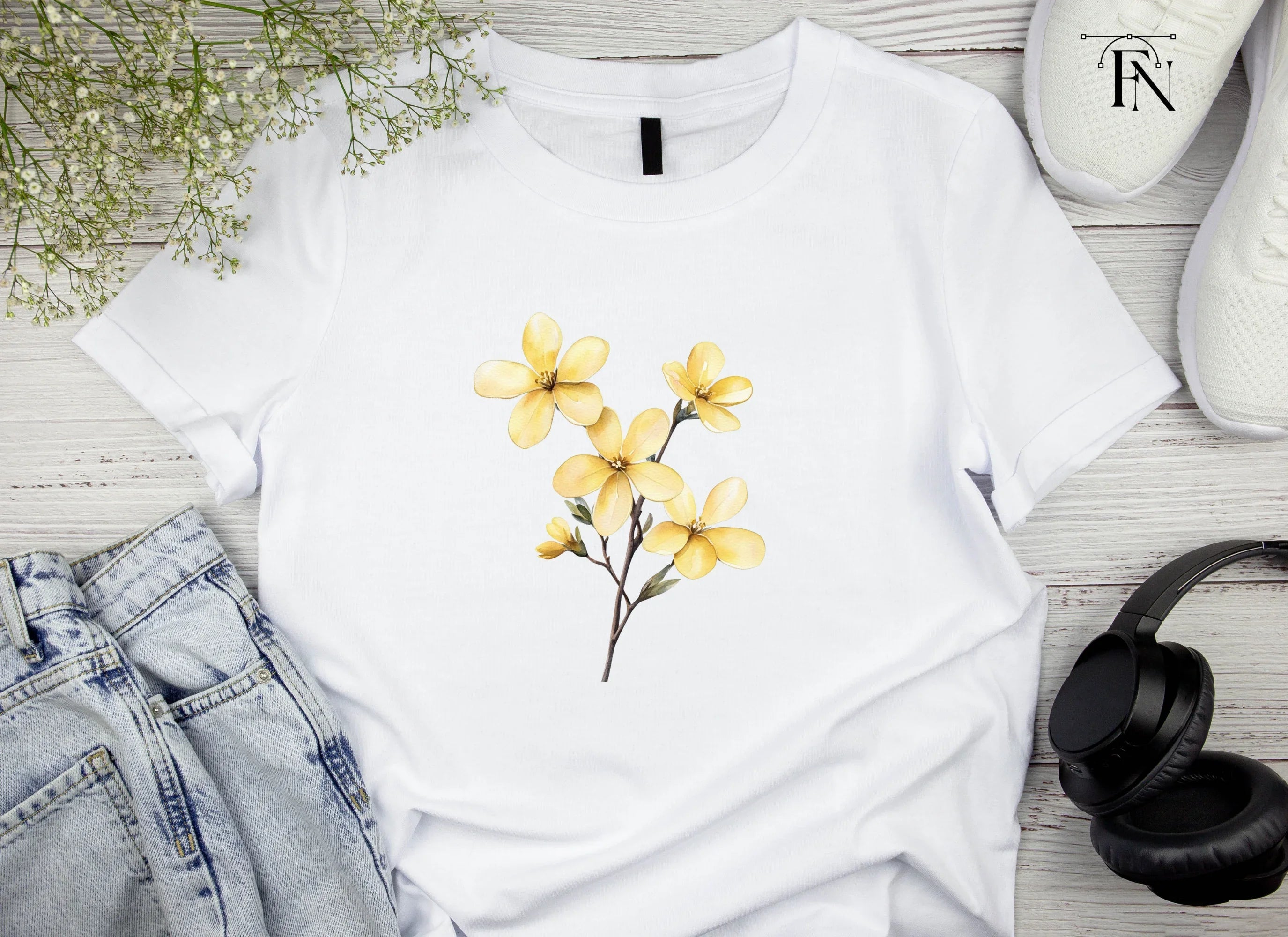 Delicate Yellow Floral Clipart Bundle