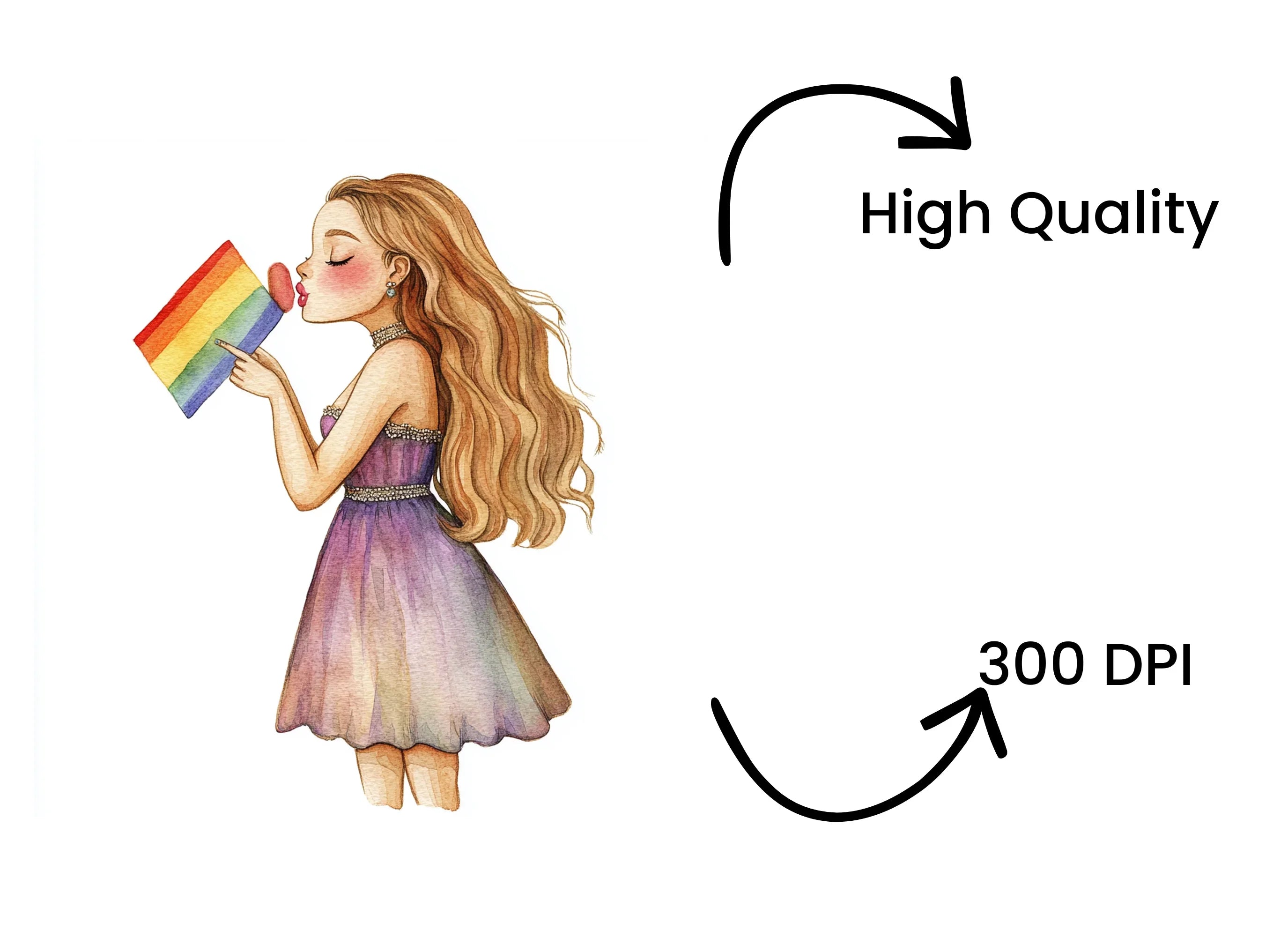 Girls with Pride Flag Clipart Bundle