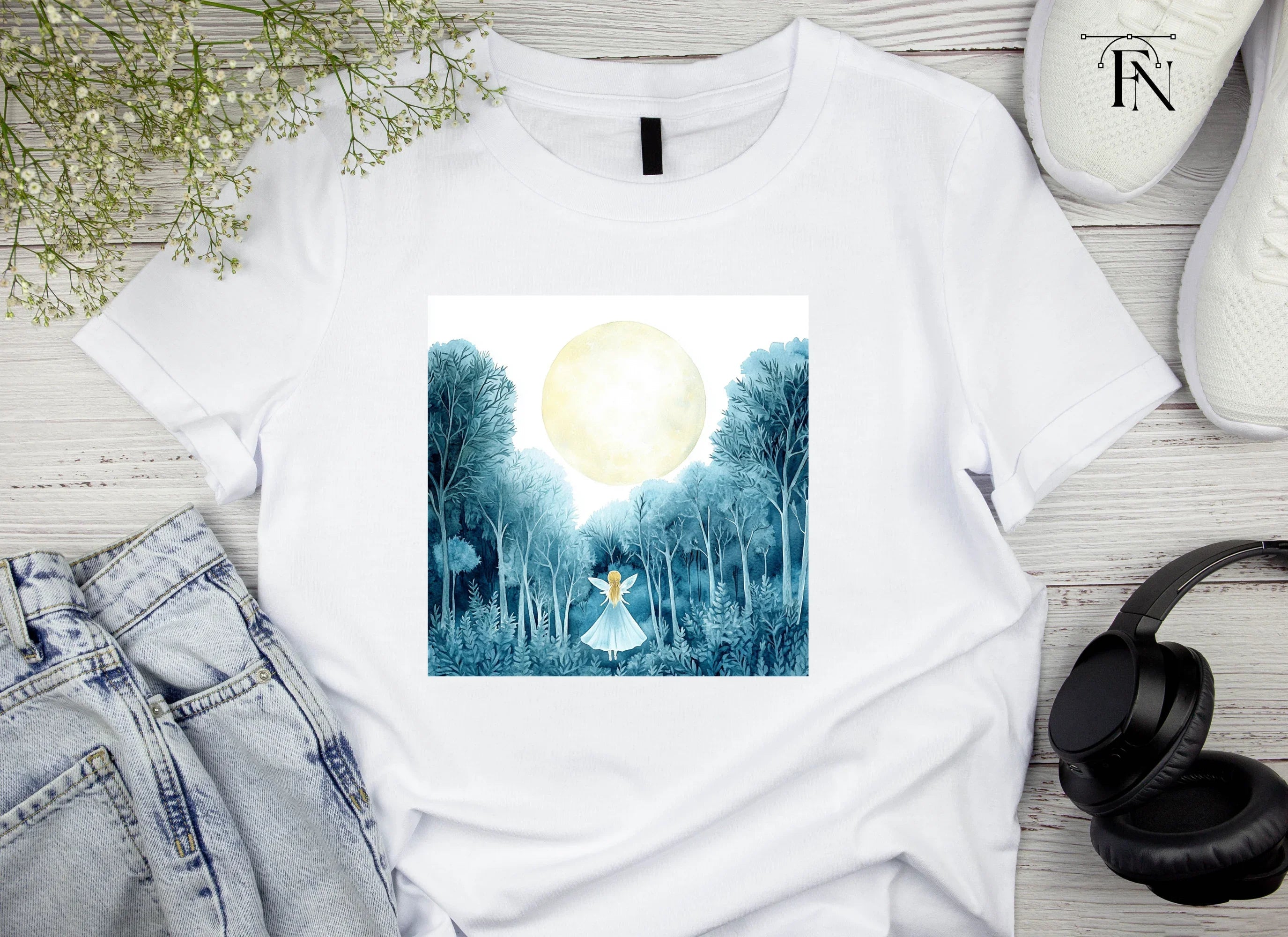 Enchanted Forest Fairy Moon Clipart Bundle