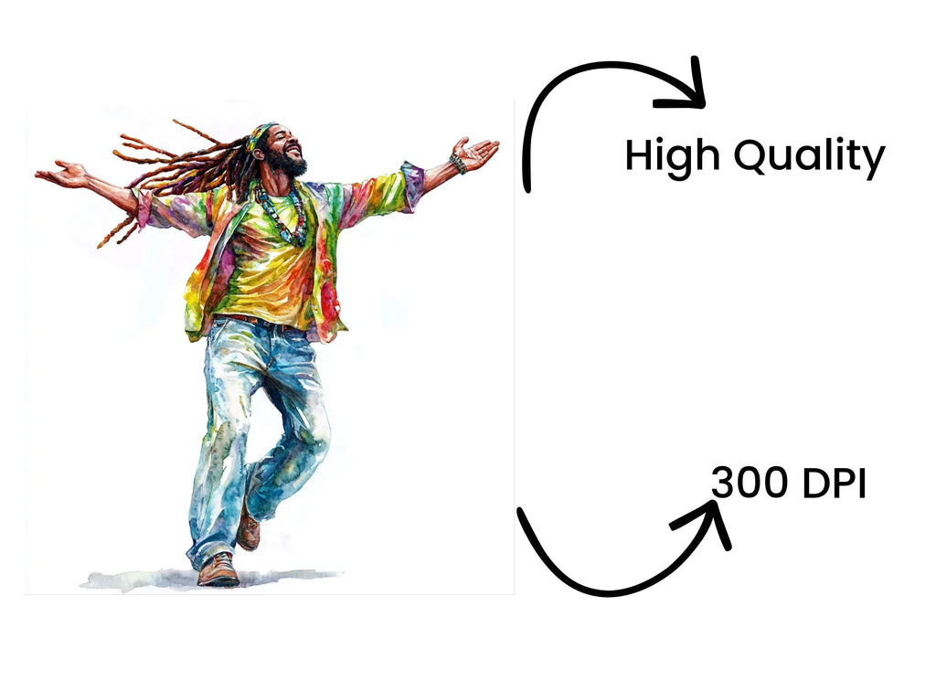 Joyful Rasta Man Dancing Clipart Bundle