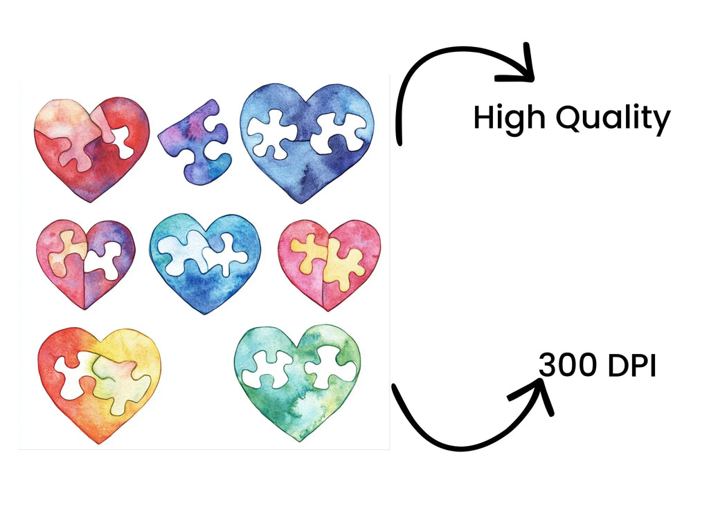Puzzle Hearts Clipart Bundle