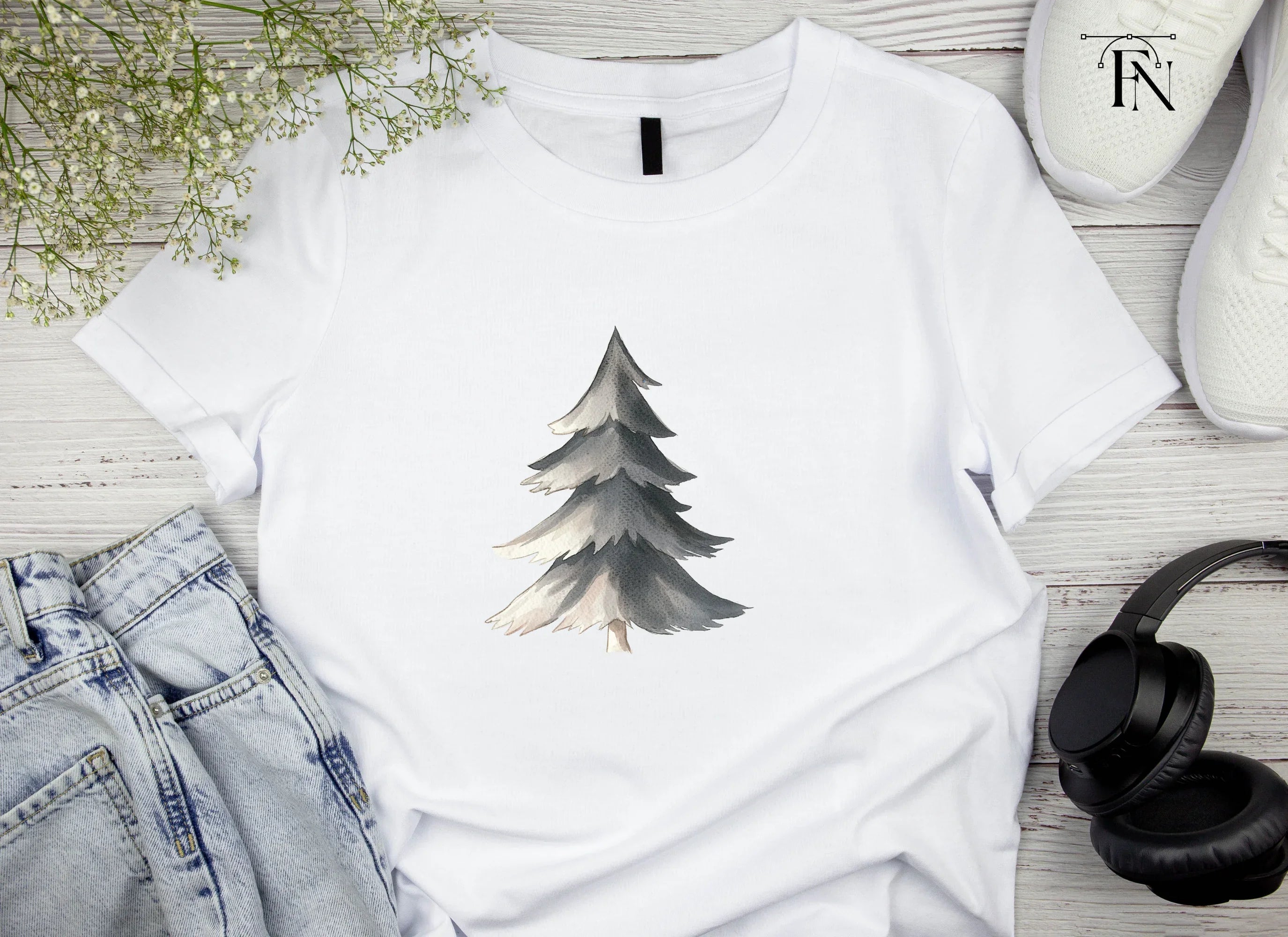 Winter Pine Tree Clipart Bundle
