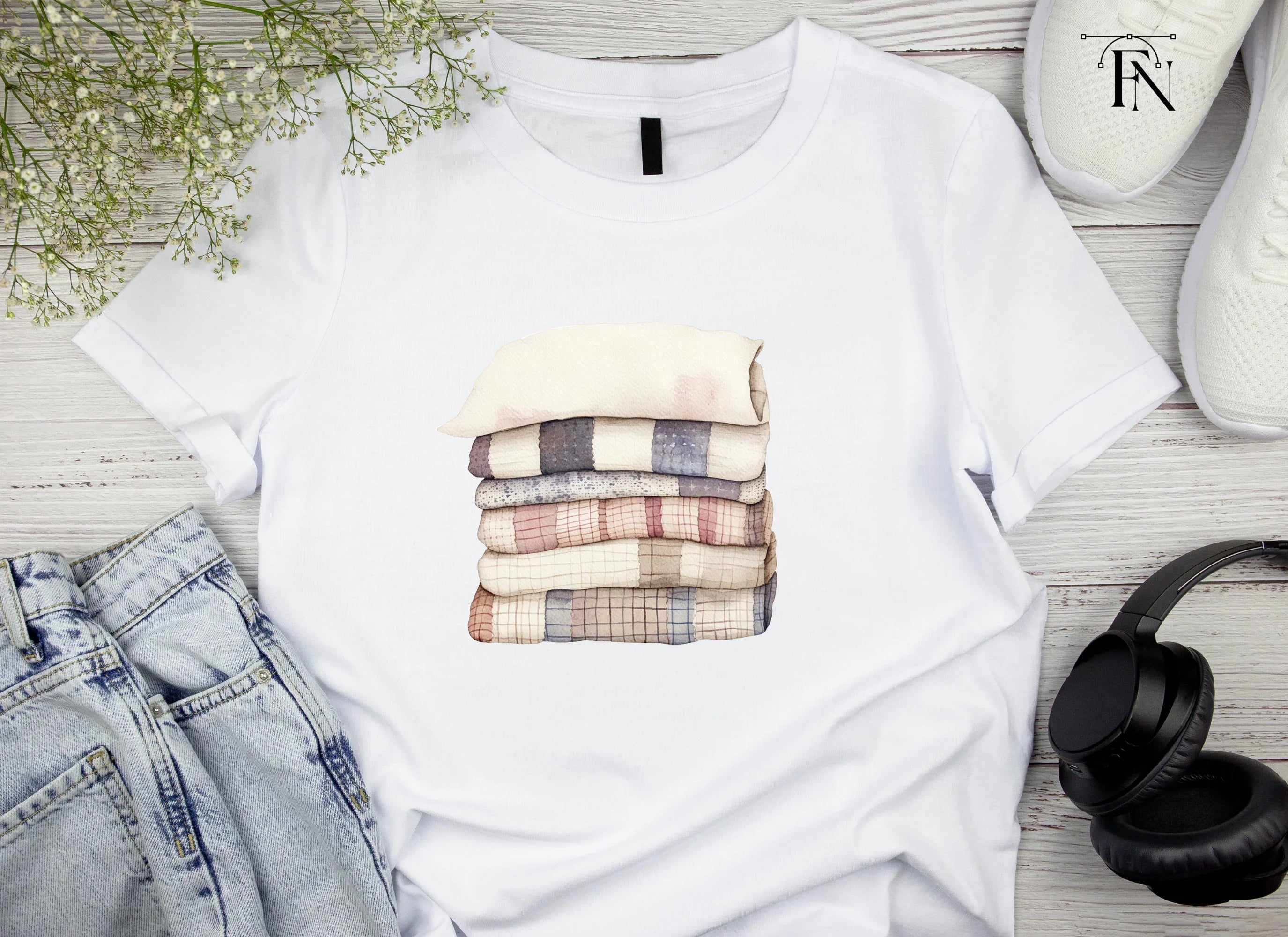 Cozy Stacked Quilts Clipart Bundle