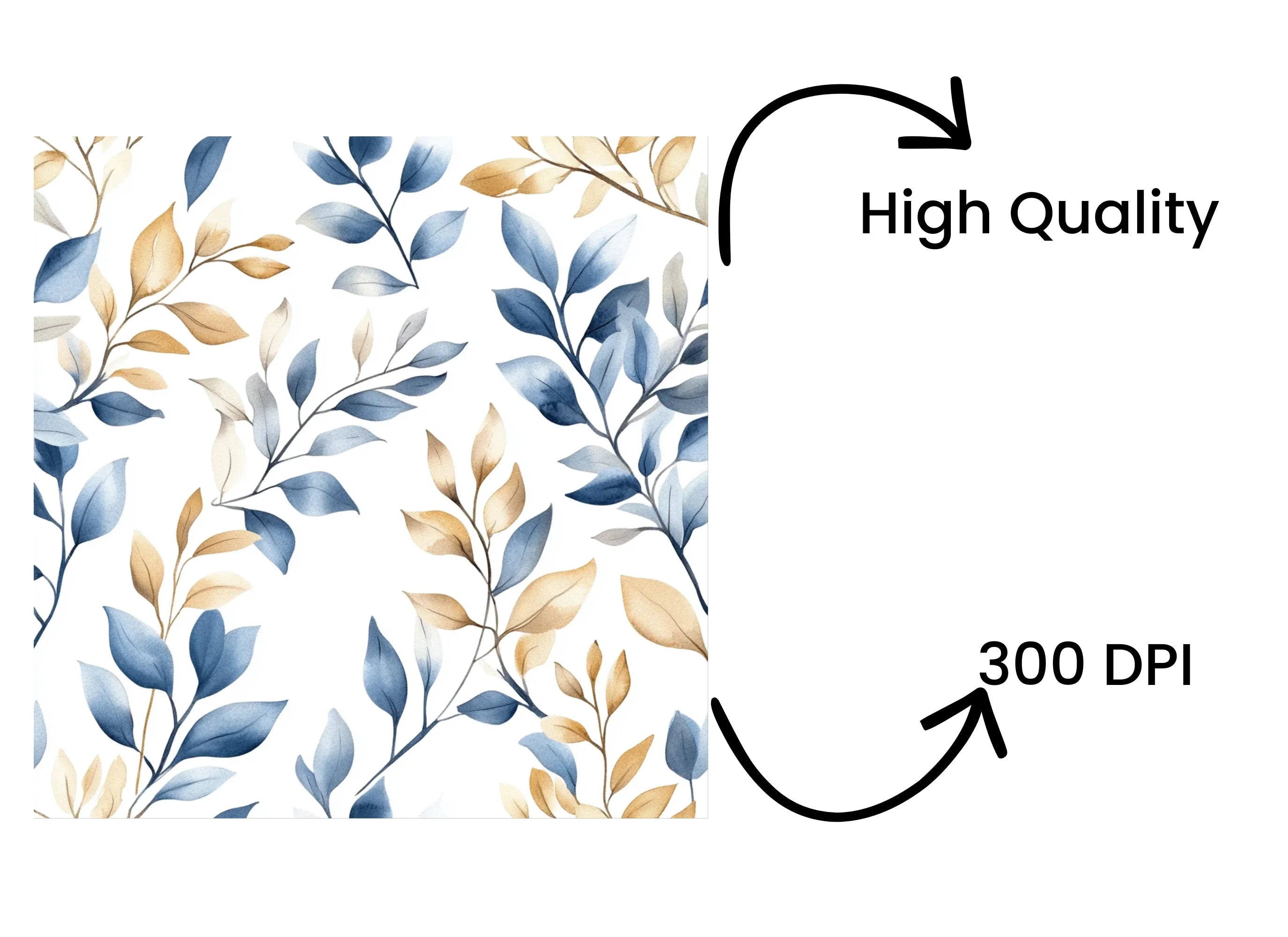 Seamless Blue Gold Floral Patterns Clipart Bundle