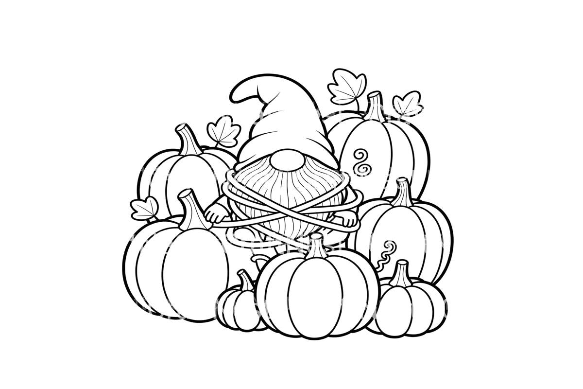 Autumn Gnome Pumpkin Patch Coloring Books