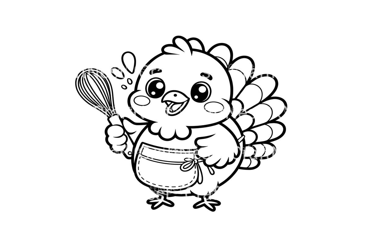 Cute Turkey Chefs Coloring Books