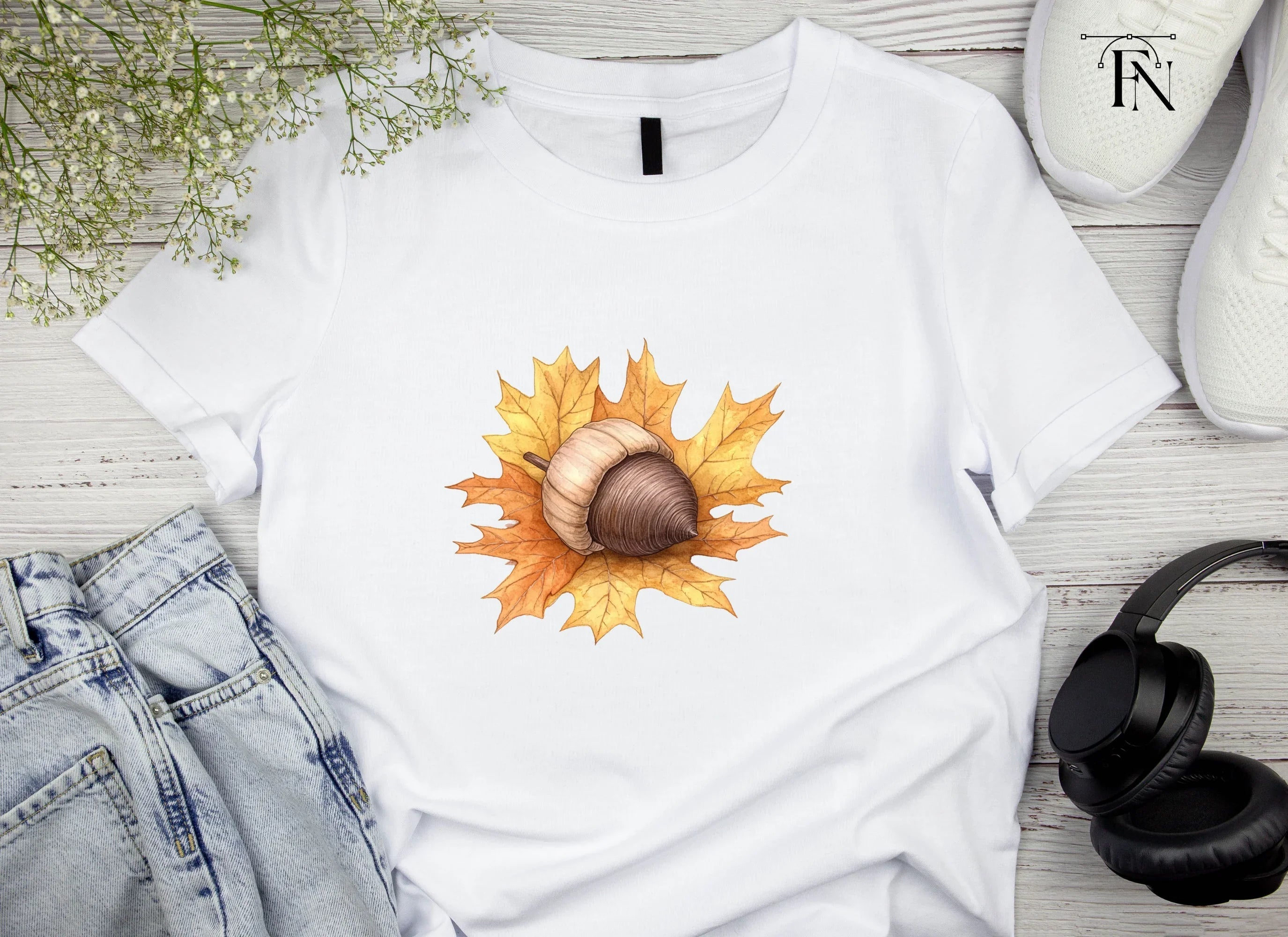 Autumn Acorns and Maple Leaves Clipart Bundle