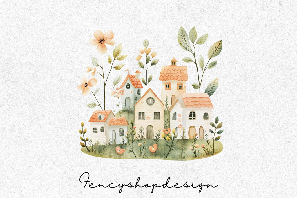 Whimsical Fantasy Houses Clipart Bundle