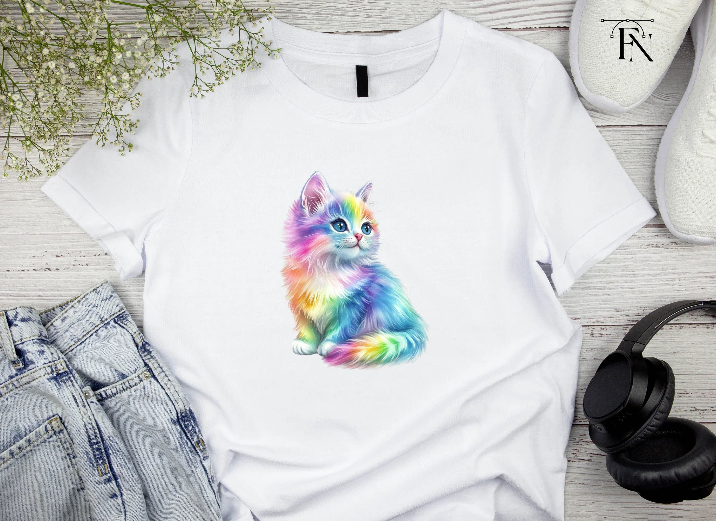 Fluffy Rainbow Kittens Clipart Bundle