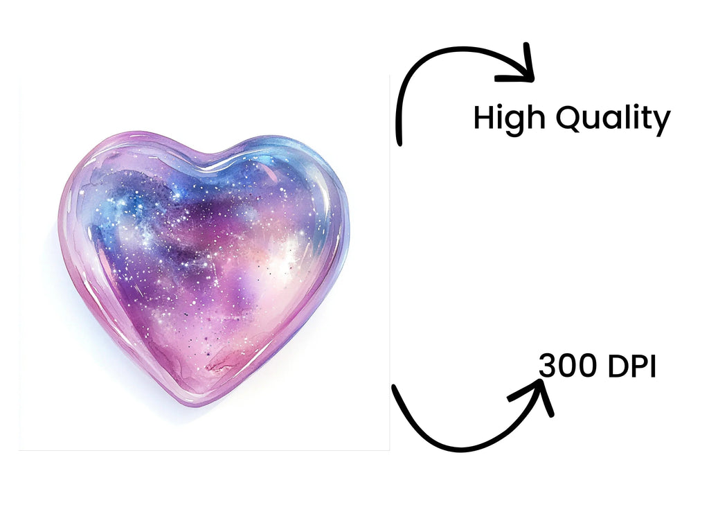 Pastel Galaxy Heart Clipart Bundle