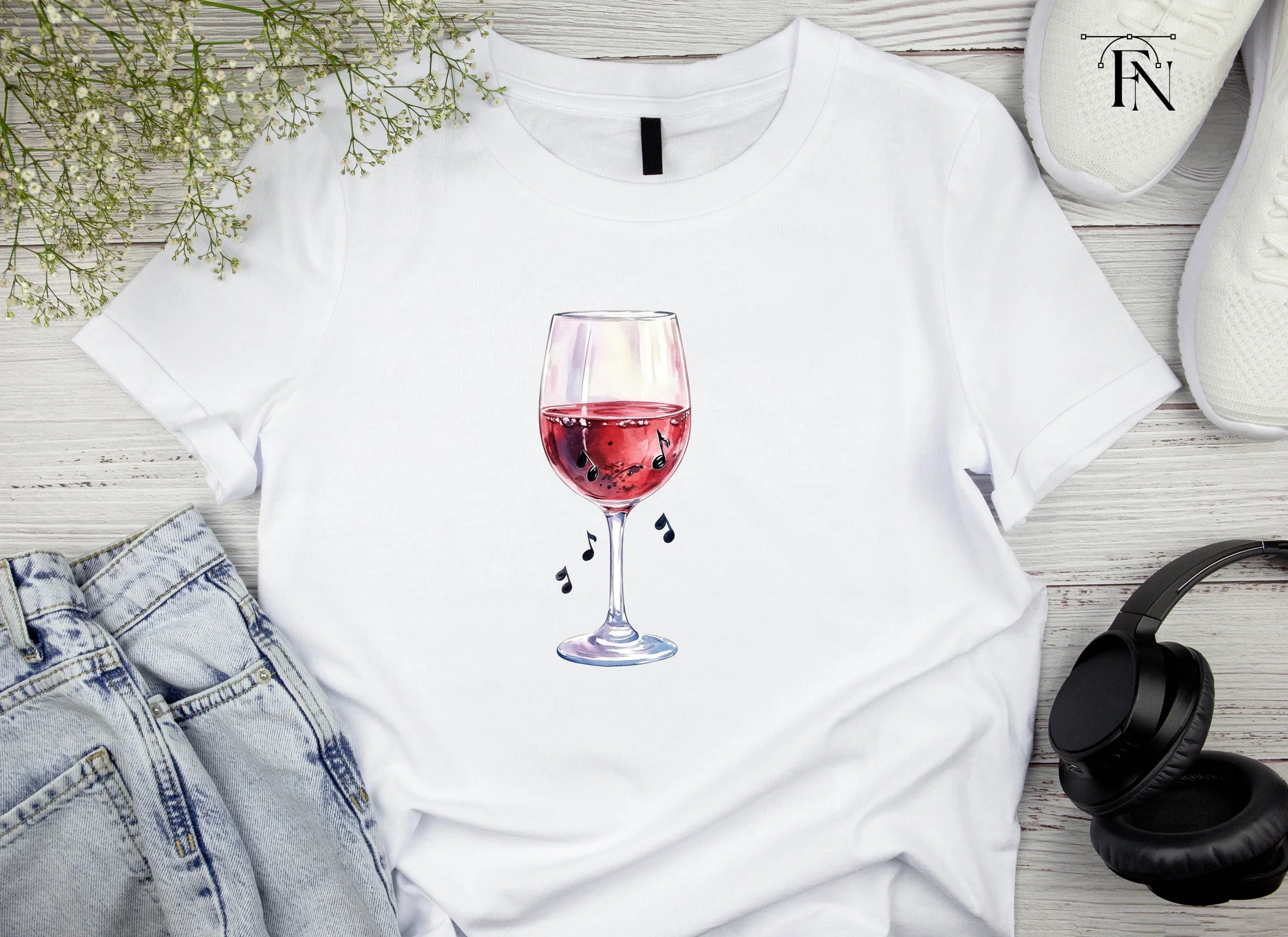 Red Wine Glass with Music Notes Clipart Bundle