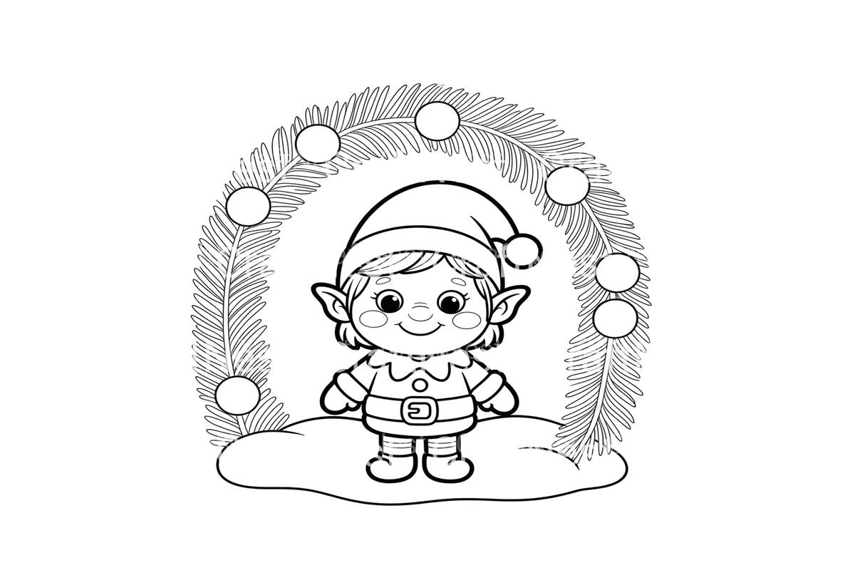 Cute Christmas Elf Coloring Books Coloring Books