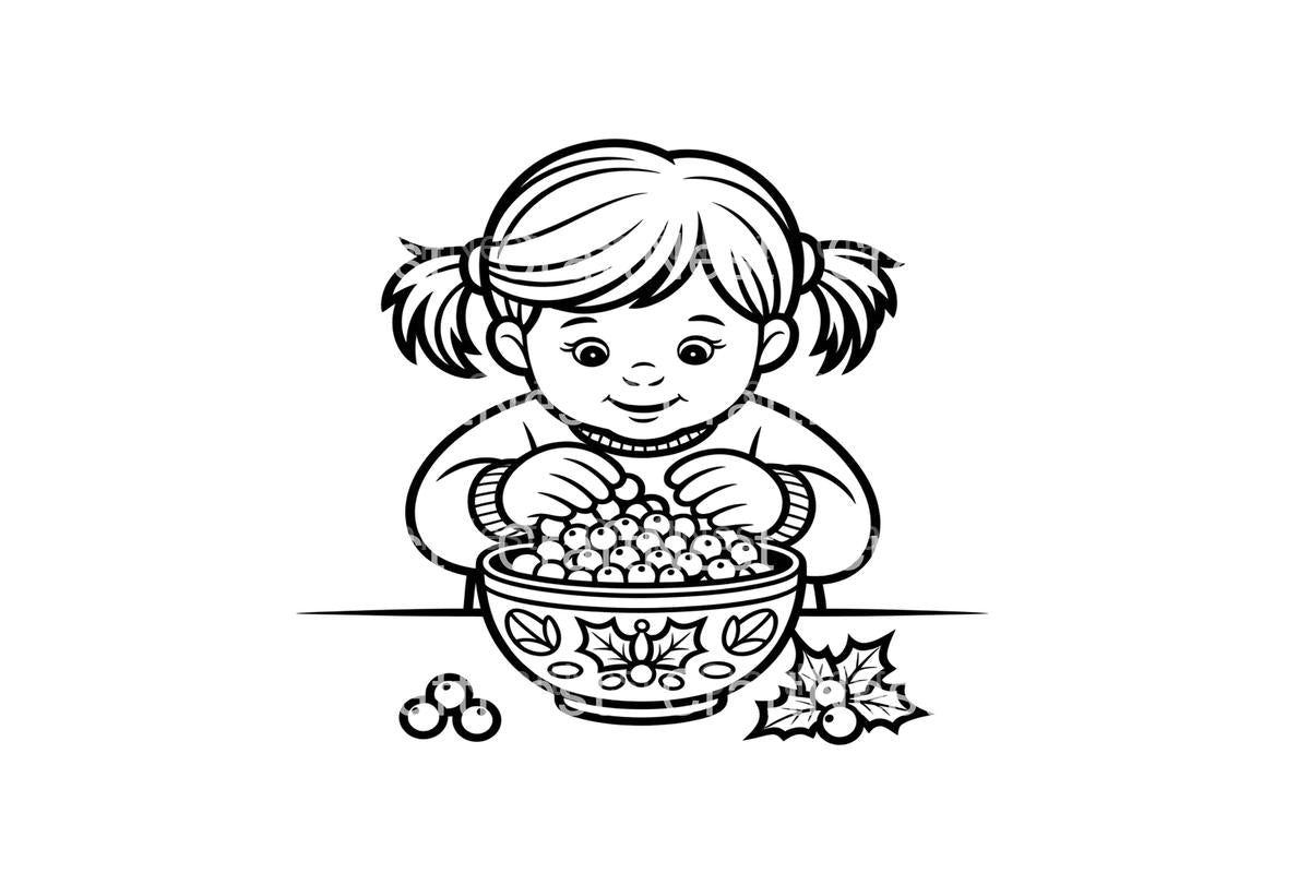 Kids Playing With Berries Coloring Books